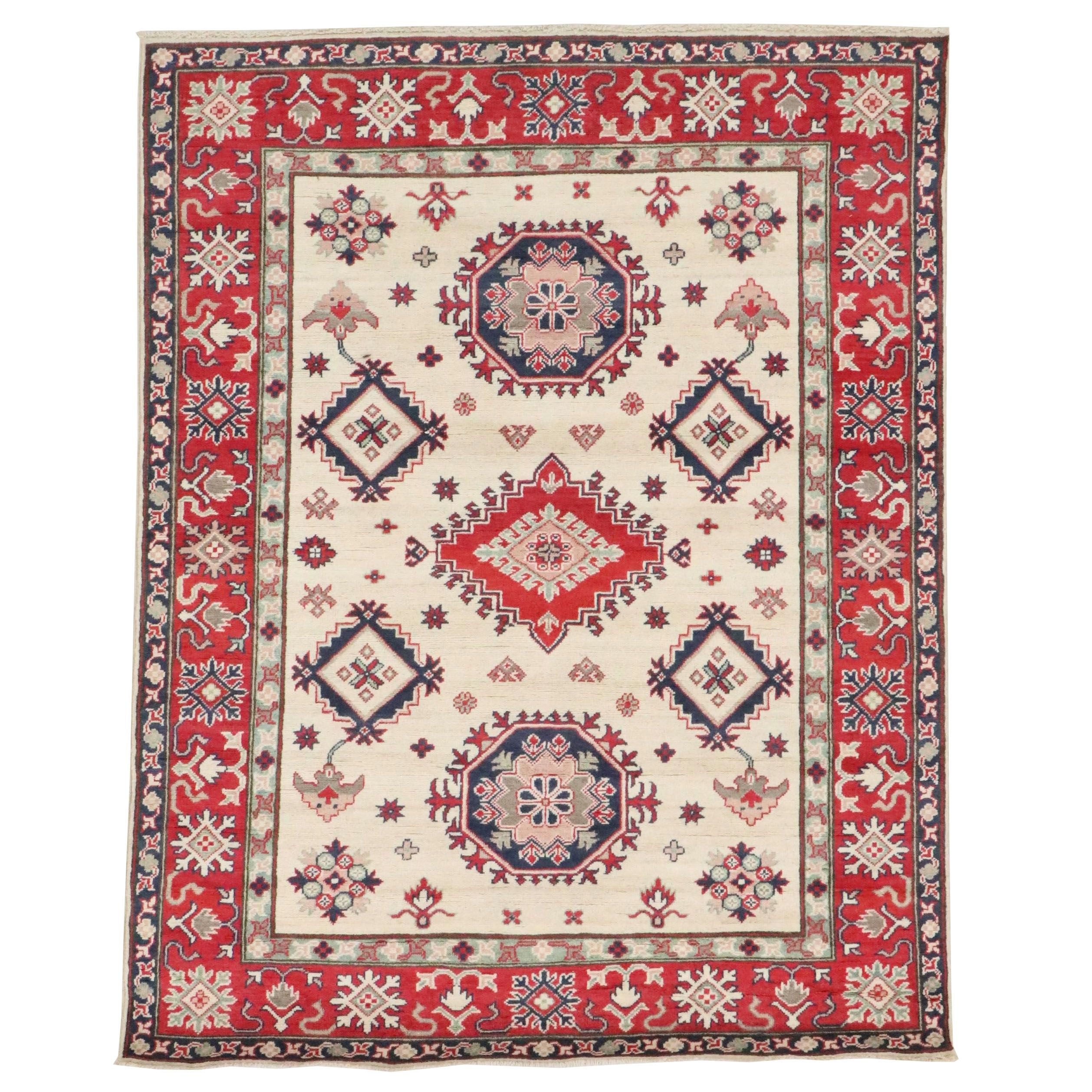 5' x 6'6 Hand-Knotted Pakistani Kazak Area Rug