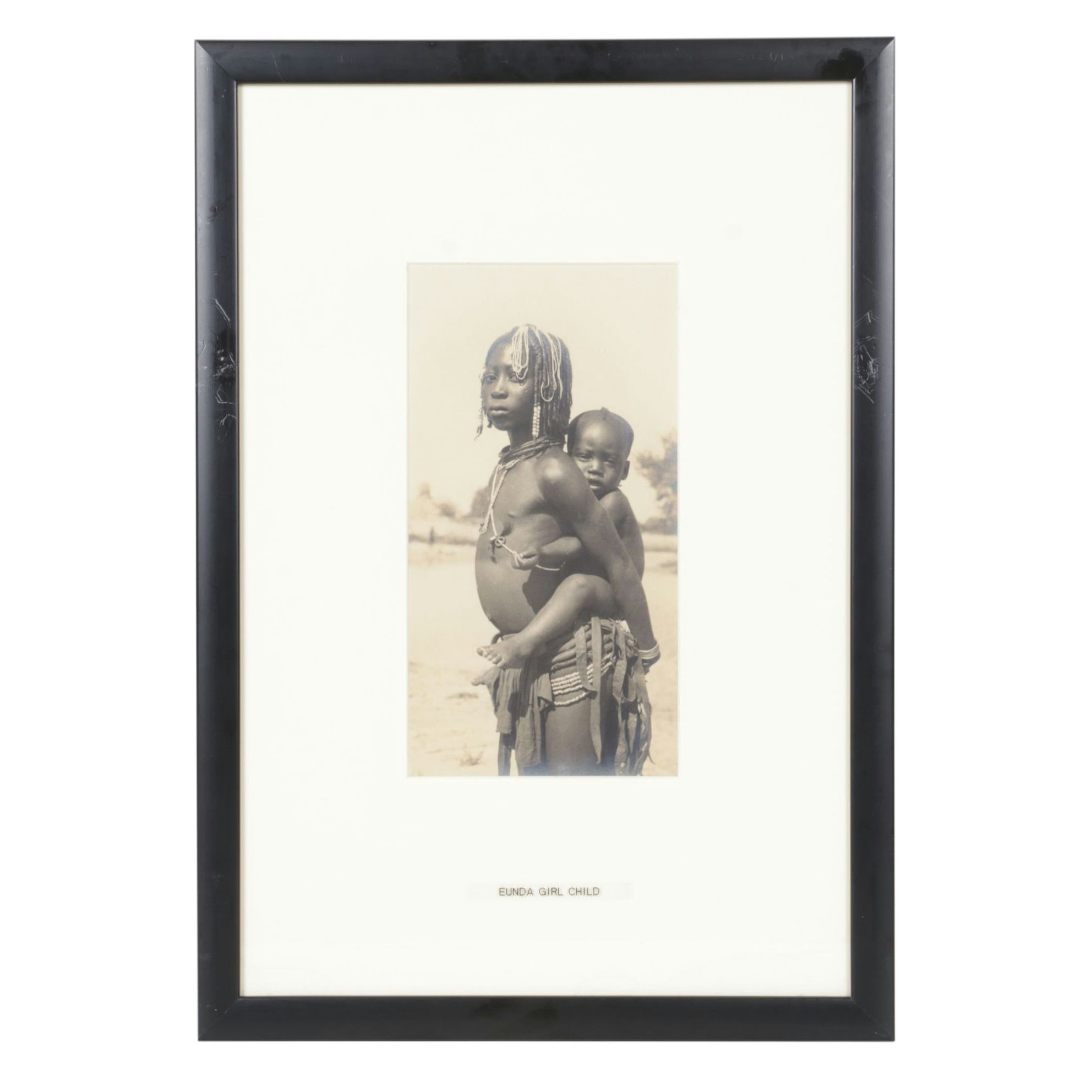 Sepia Toned Carbon Portrait Photograph of Eunda Girl with Toddler