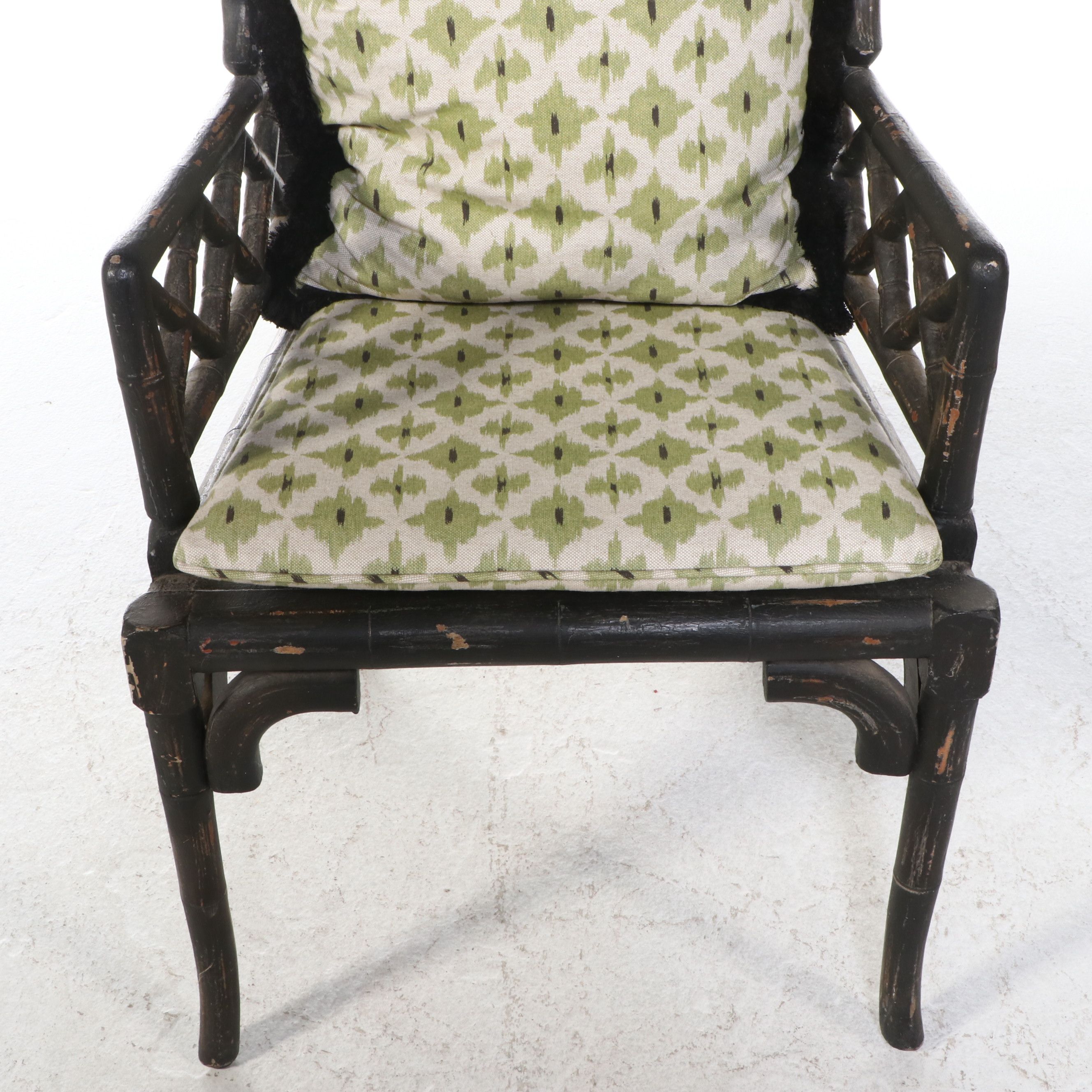 Pair of Guildmaster Brighton Pavilion Style Painted Rattan Wingback Chairs
