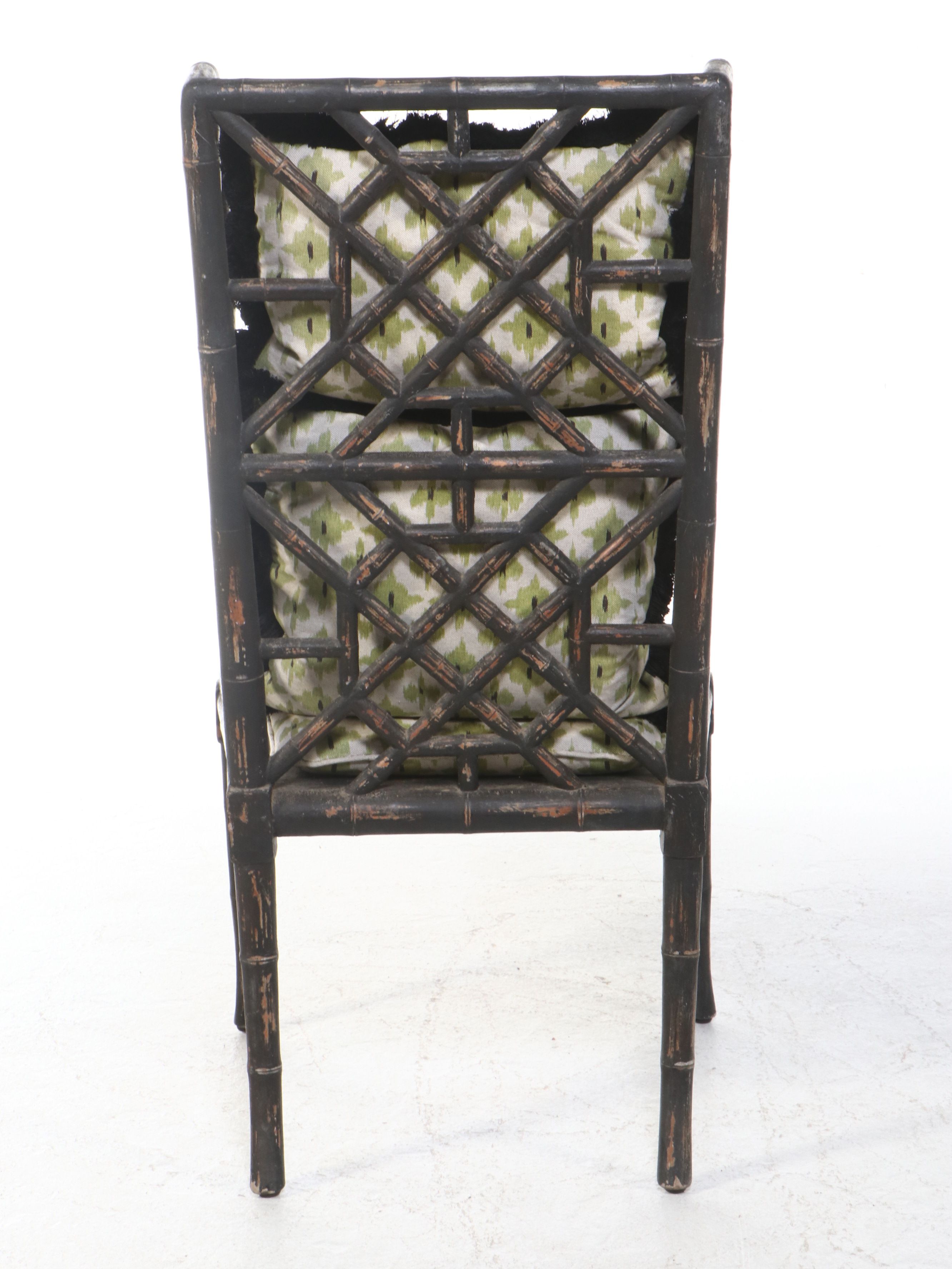 Pair of Guildmaster Brighton Pavilion Style Painted Rattan Wingback Chairs