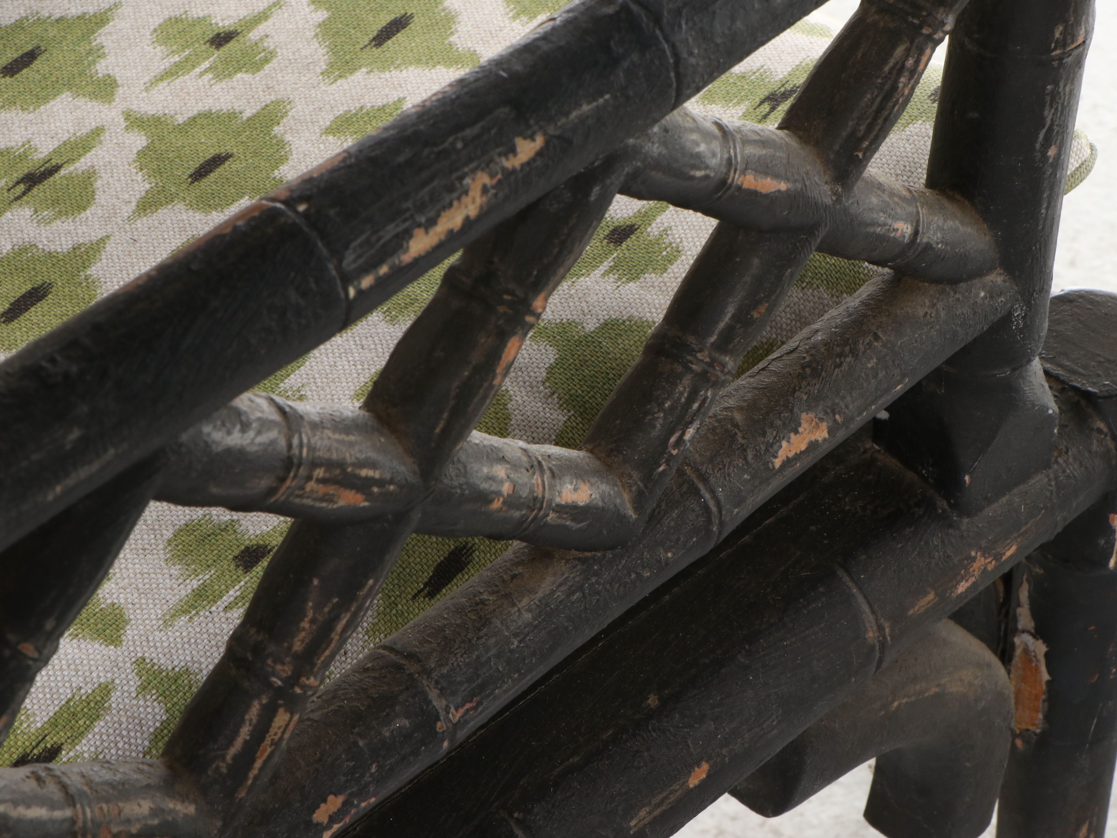 Pair of Guildmaster Brighton Pavilion Style Painted Rattan Wingback Chairs