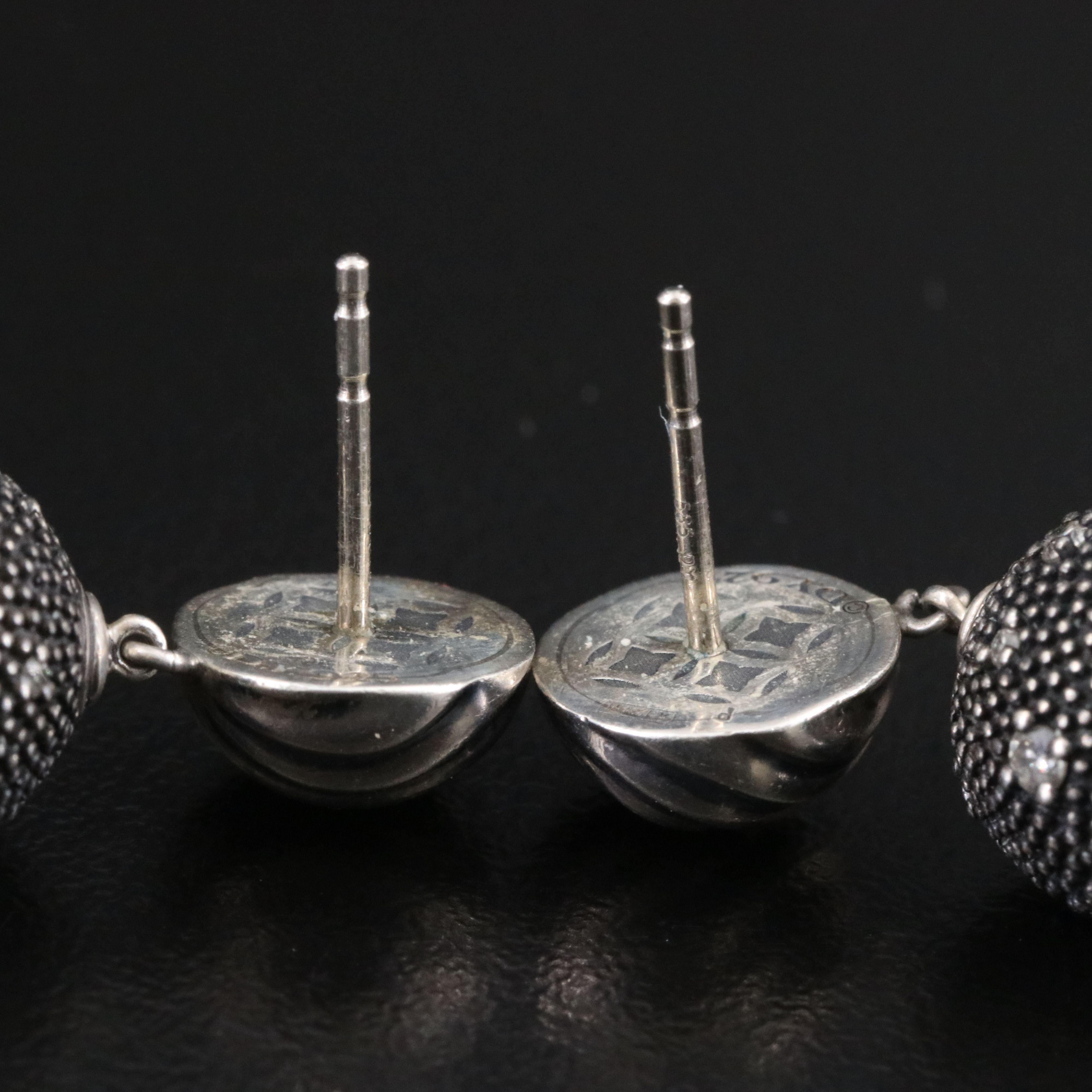 David Yurman Midnight Melange Sterling 0.46 CTW Diamond Drop Earrings