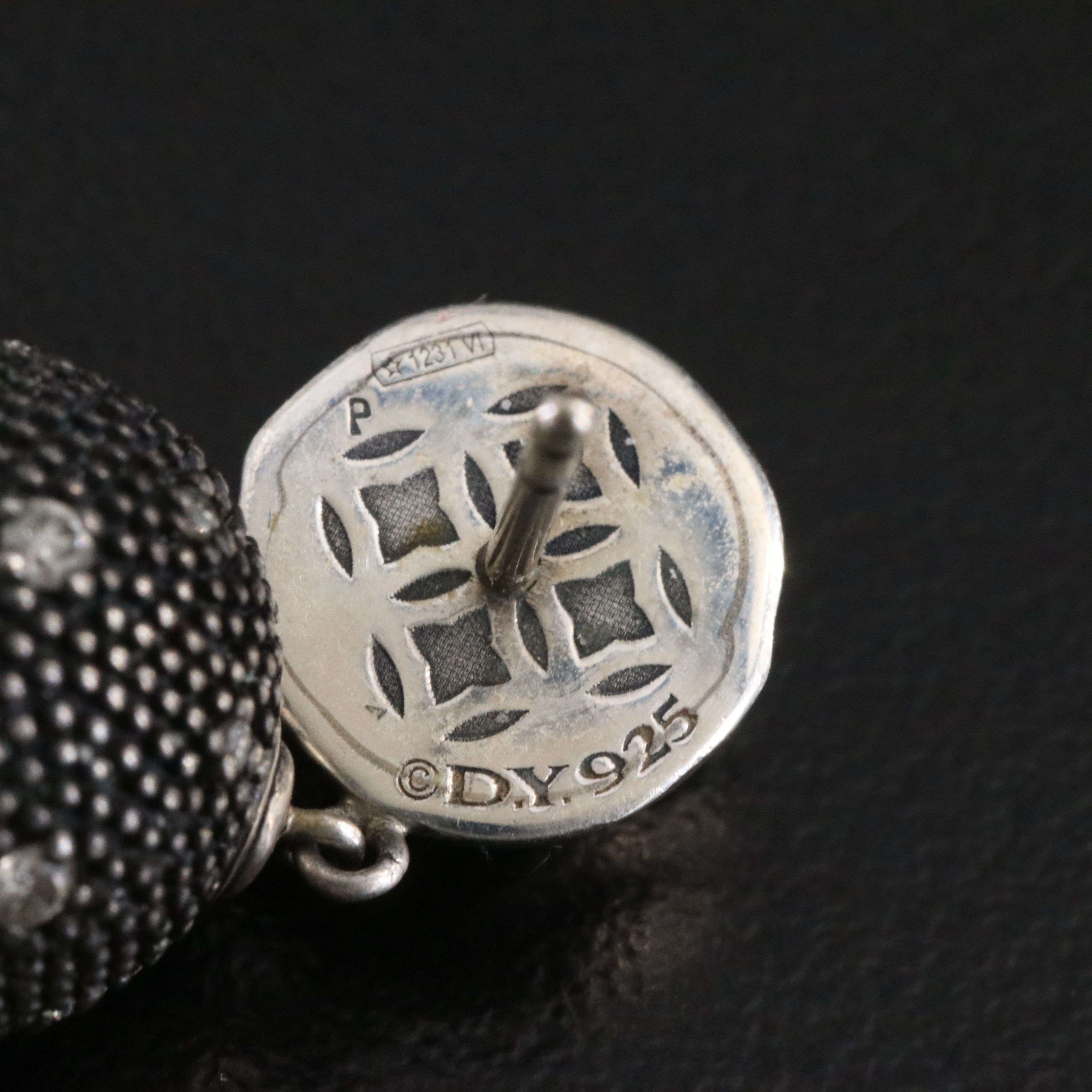 David Yurman Midnight Melange Sterling 0.46 CTW Diamond Drop Earrings