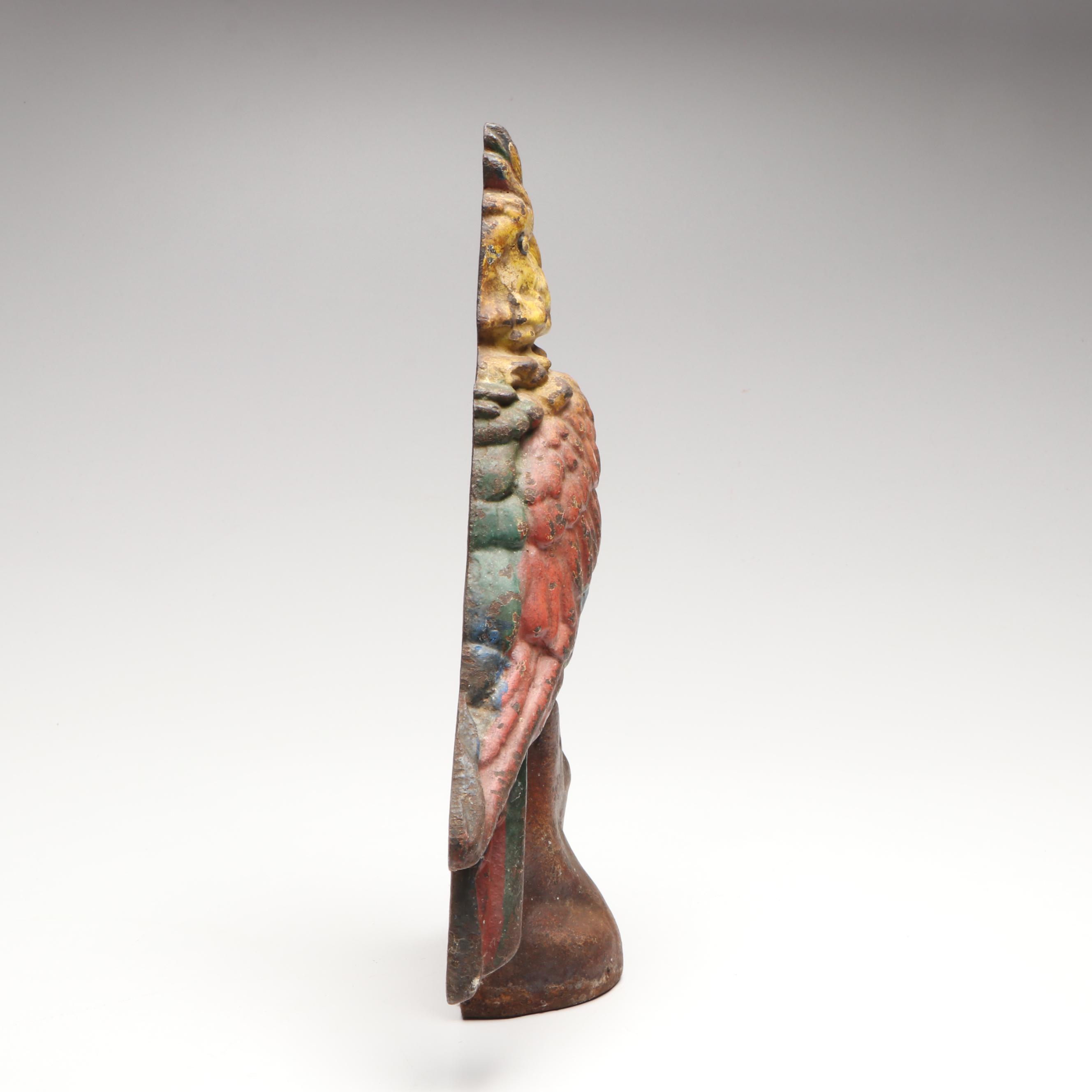 Polychrome Cast Iron Parrot Doorstop, Early to Mid-20th Century