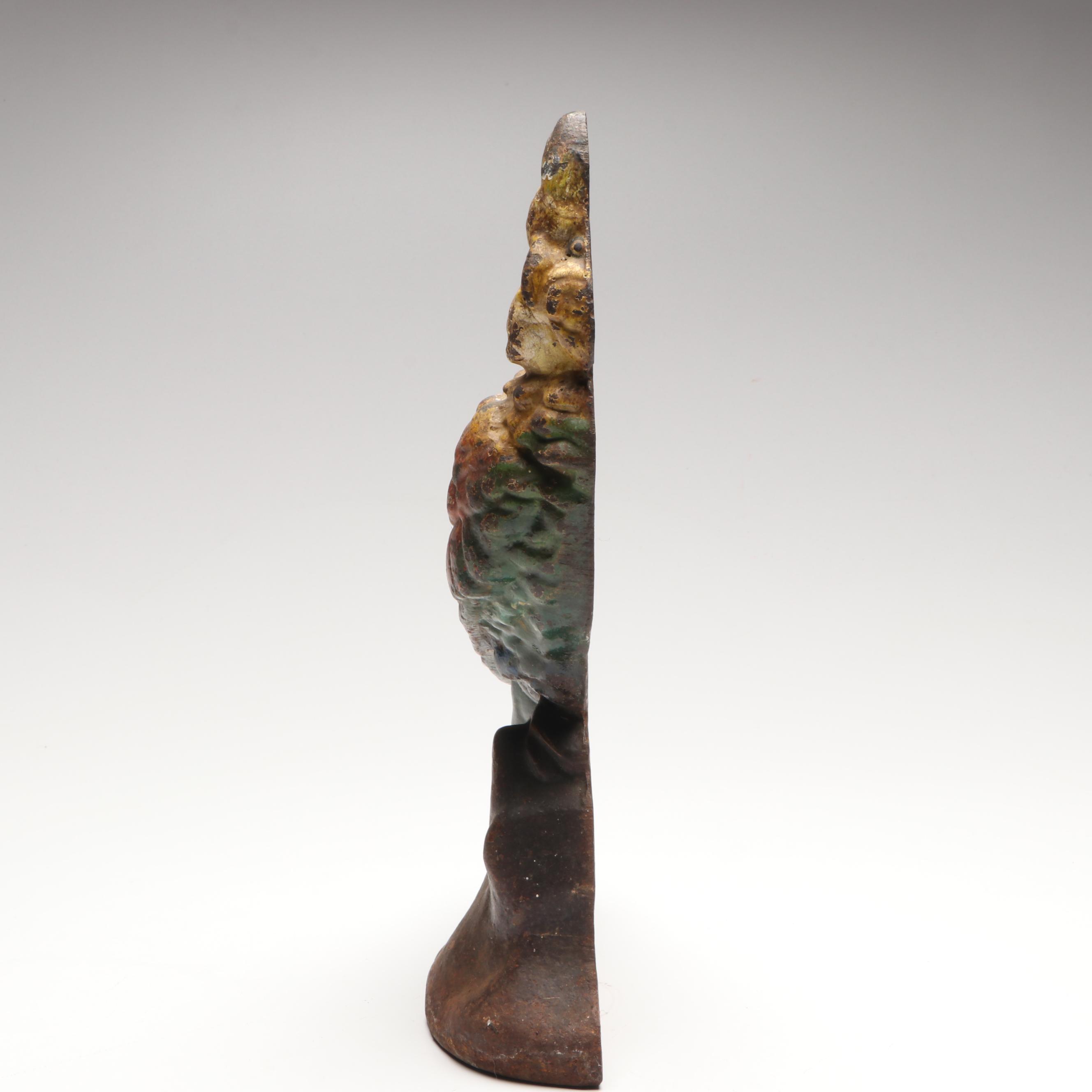 Polychrome Cast Iron Parrot Doorstop, Early to Mid-20th Century