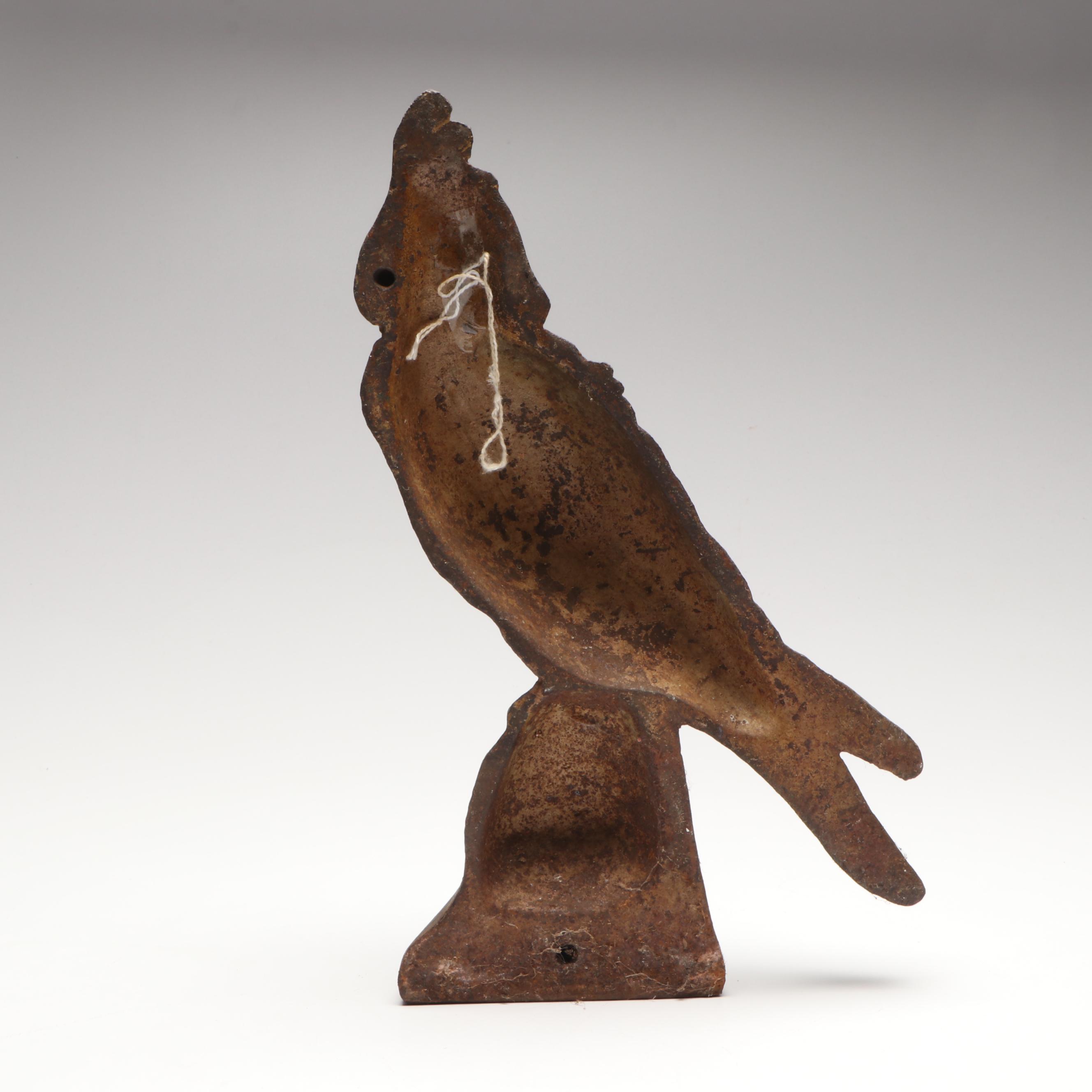 Polychrome Cast Iron Parrot Doorstop, Early to Mid-20th Century