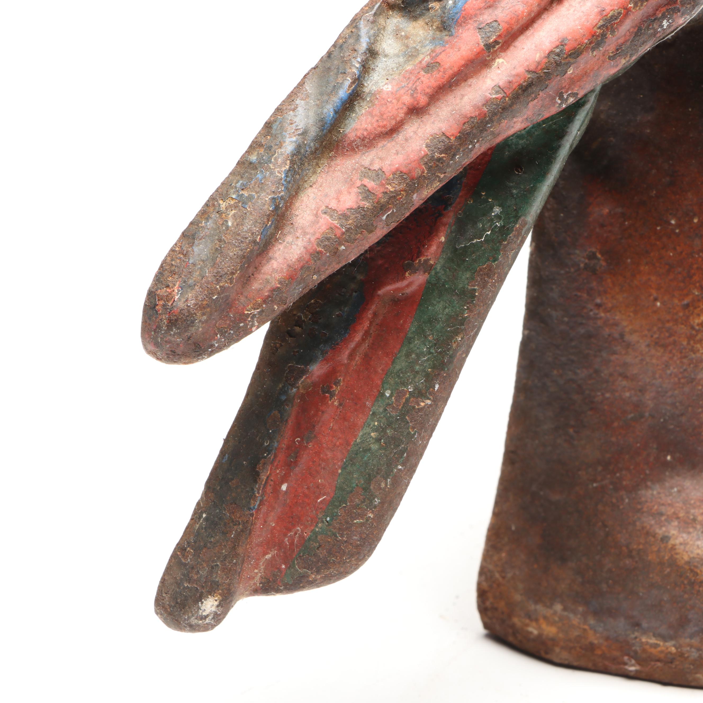 Polychrome Cast Iron Parrot Doorstop, Early to Mid-20th Century