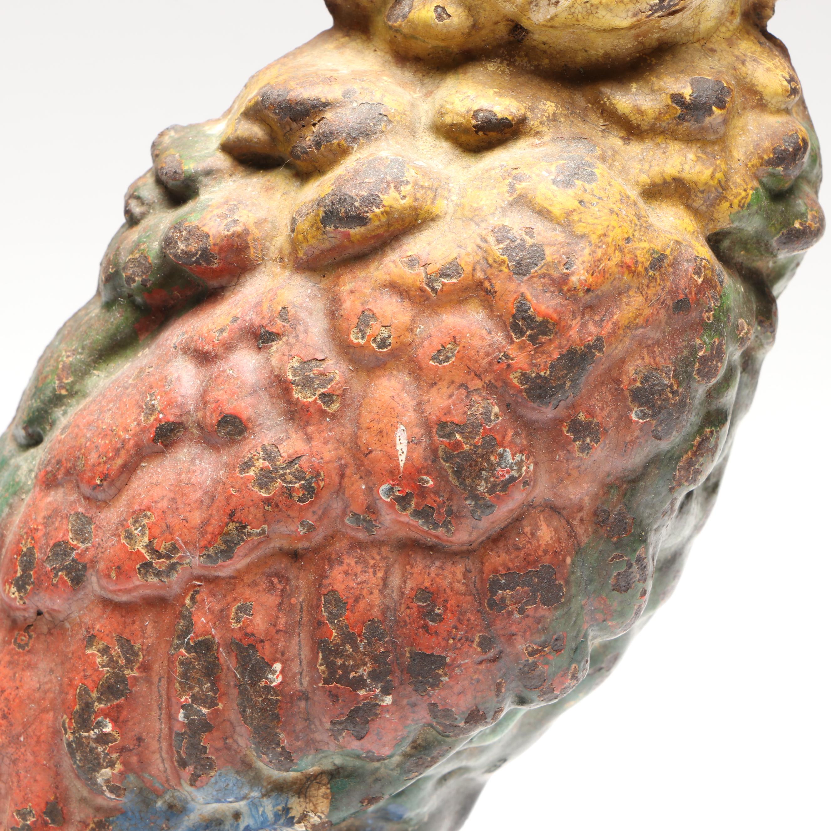 Polychrome Cast Iron Parrot Doorstop, Early to Mid-20th Century