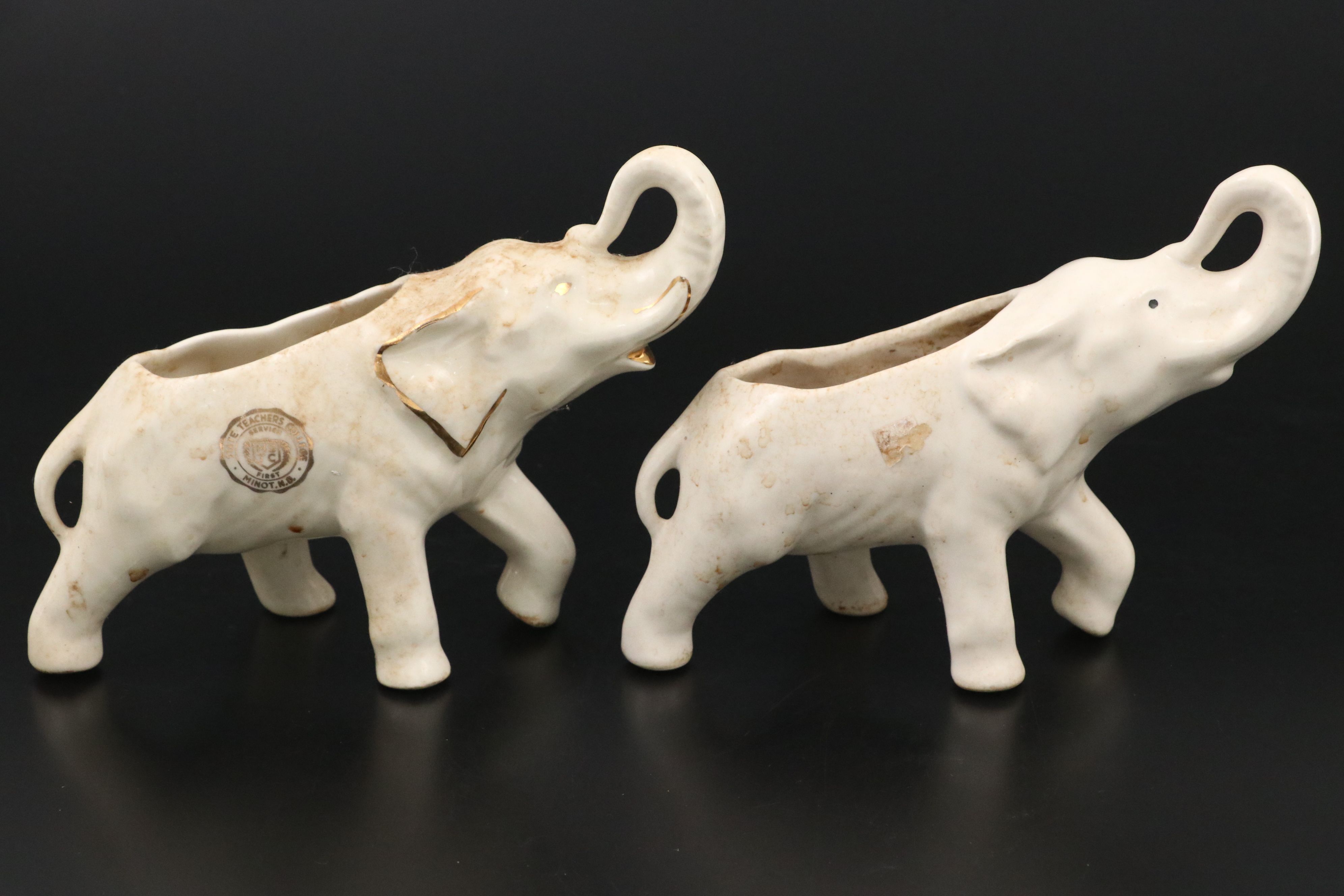 W. C. Bunting Co. and Other Ceramic Elephant Planters and Pitcher