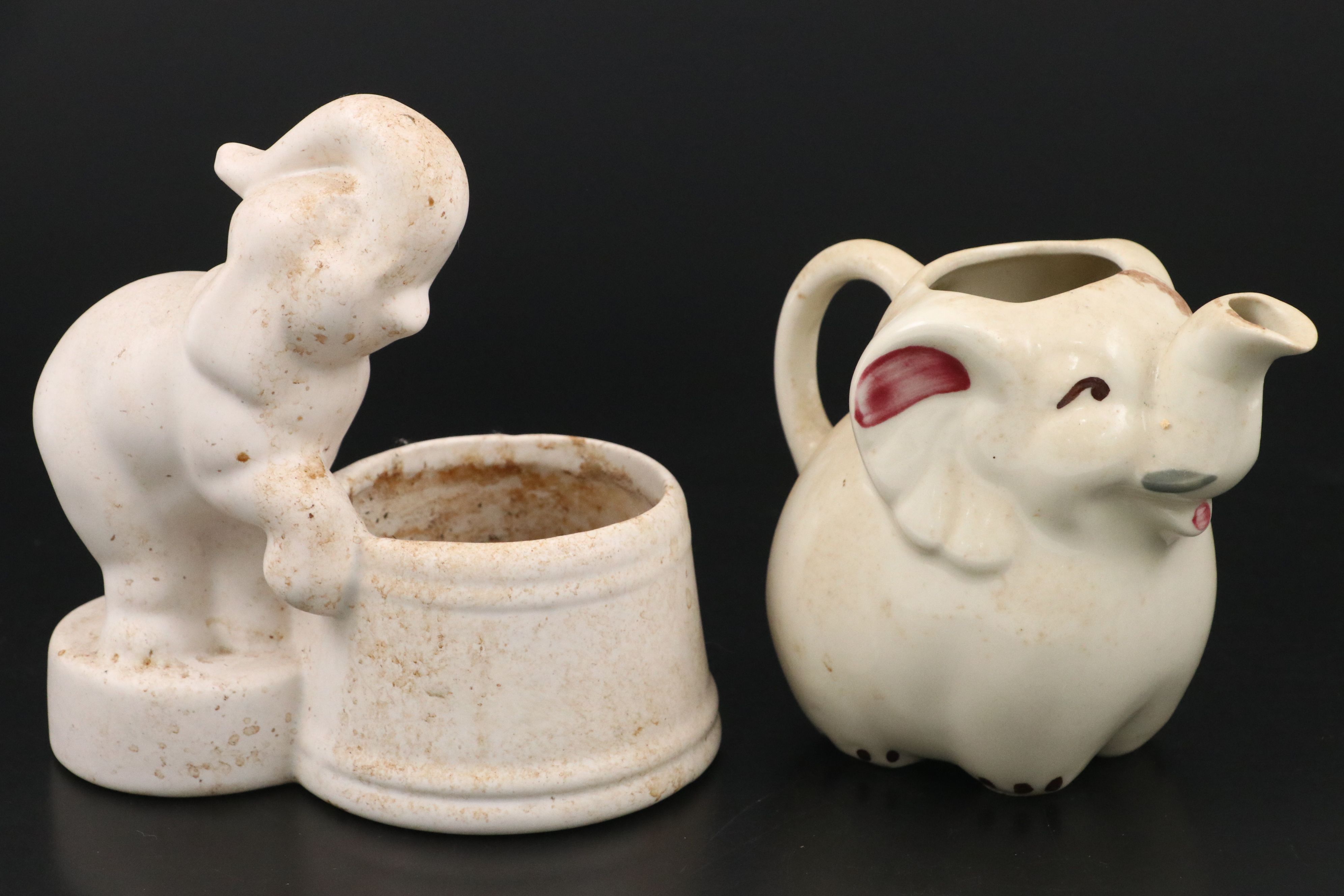 W. C. Bunting Co. and Other Ceramic Elephant Planters and Pitcher