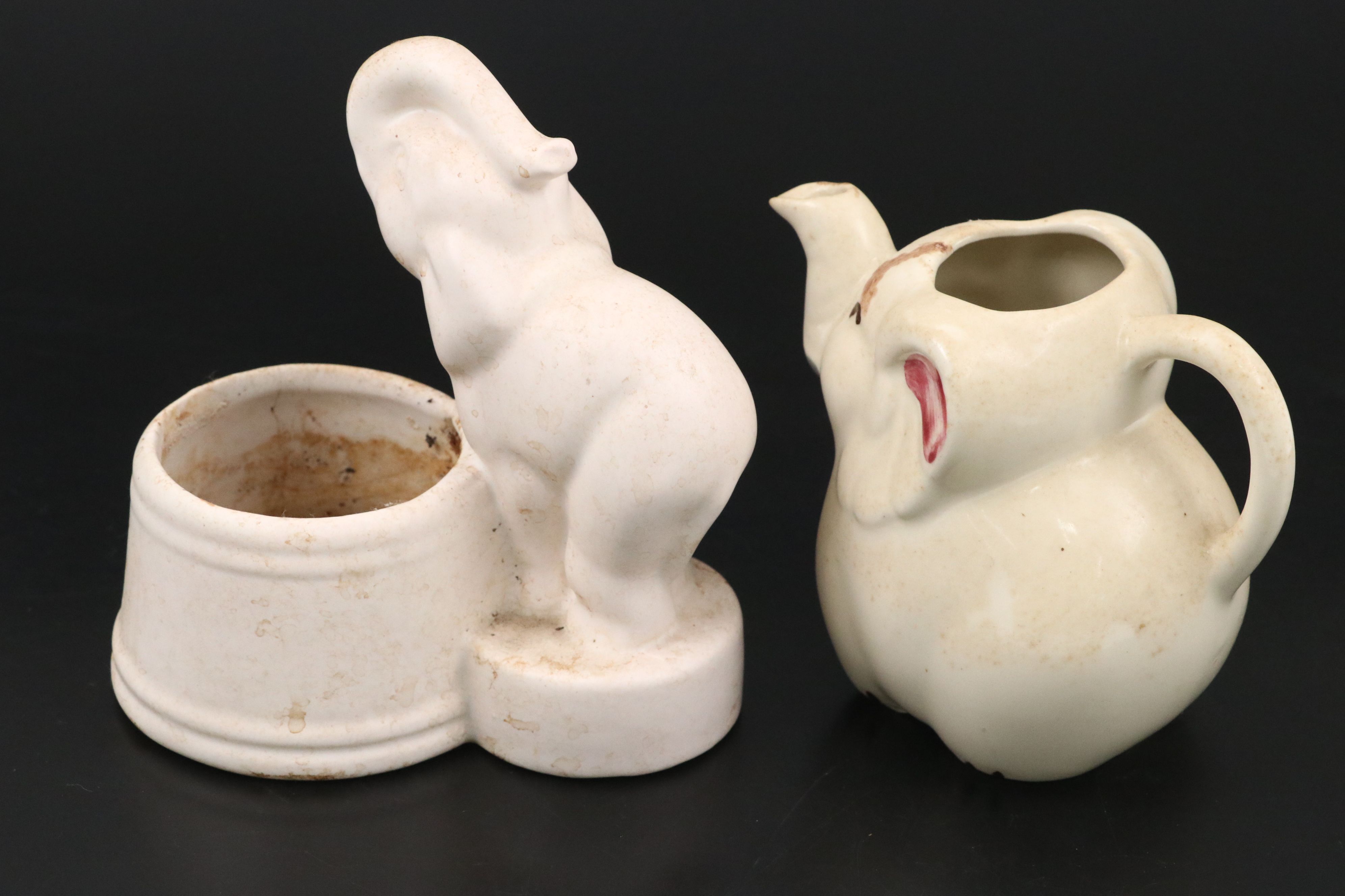 W. C. Bunting Co. and Other Ceramic Elephant Planters and Pitcher