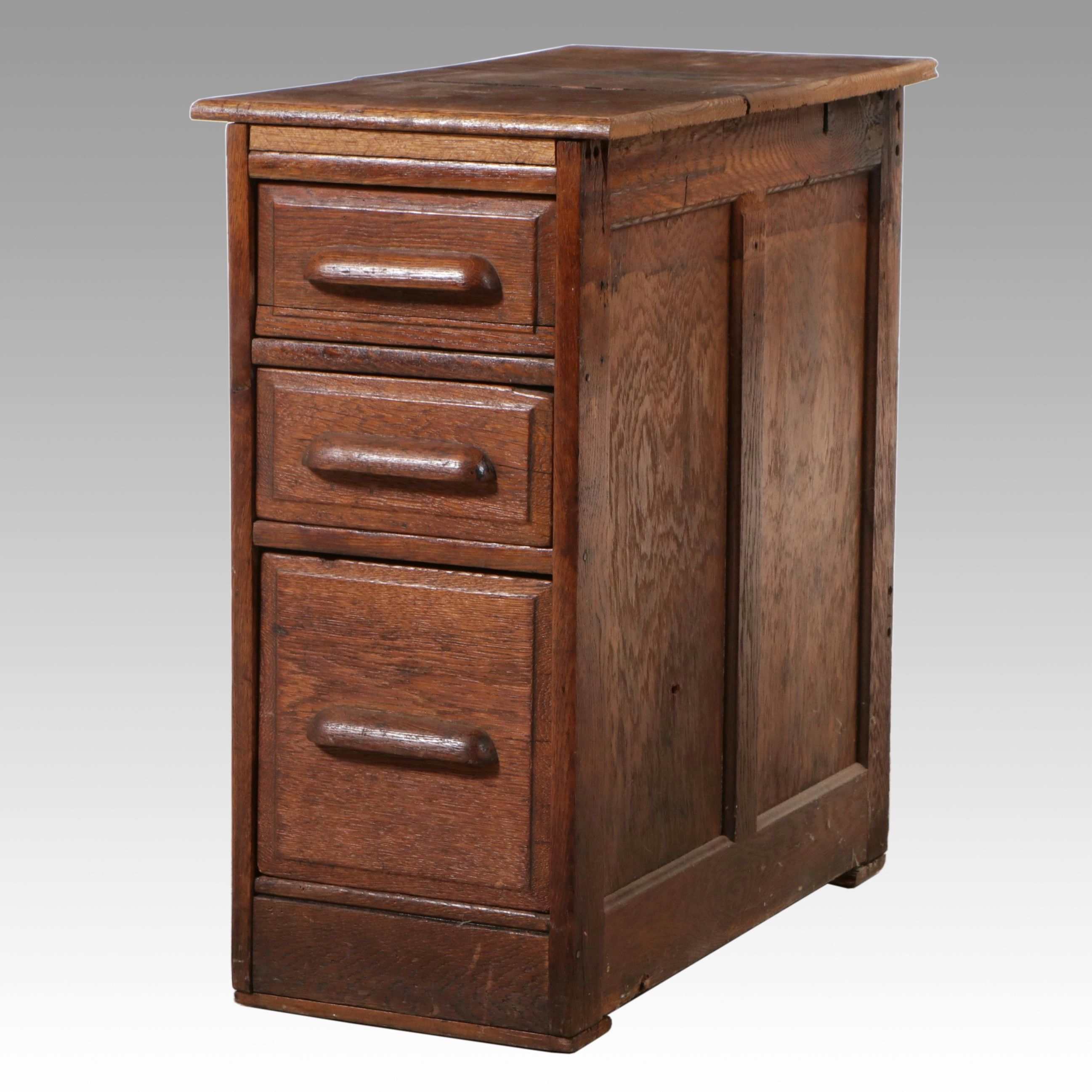 Arts & Crafts Oak Three-Drawer Filing Cabinet