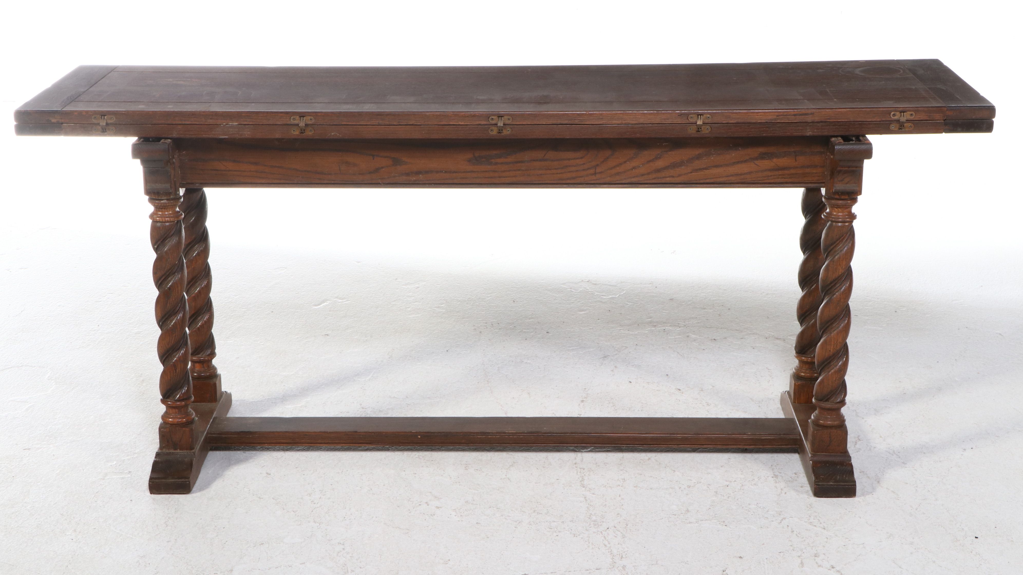 * Oak Barley Twist Flip-Top Harvest Table