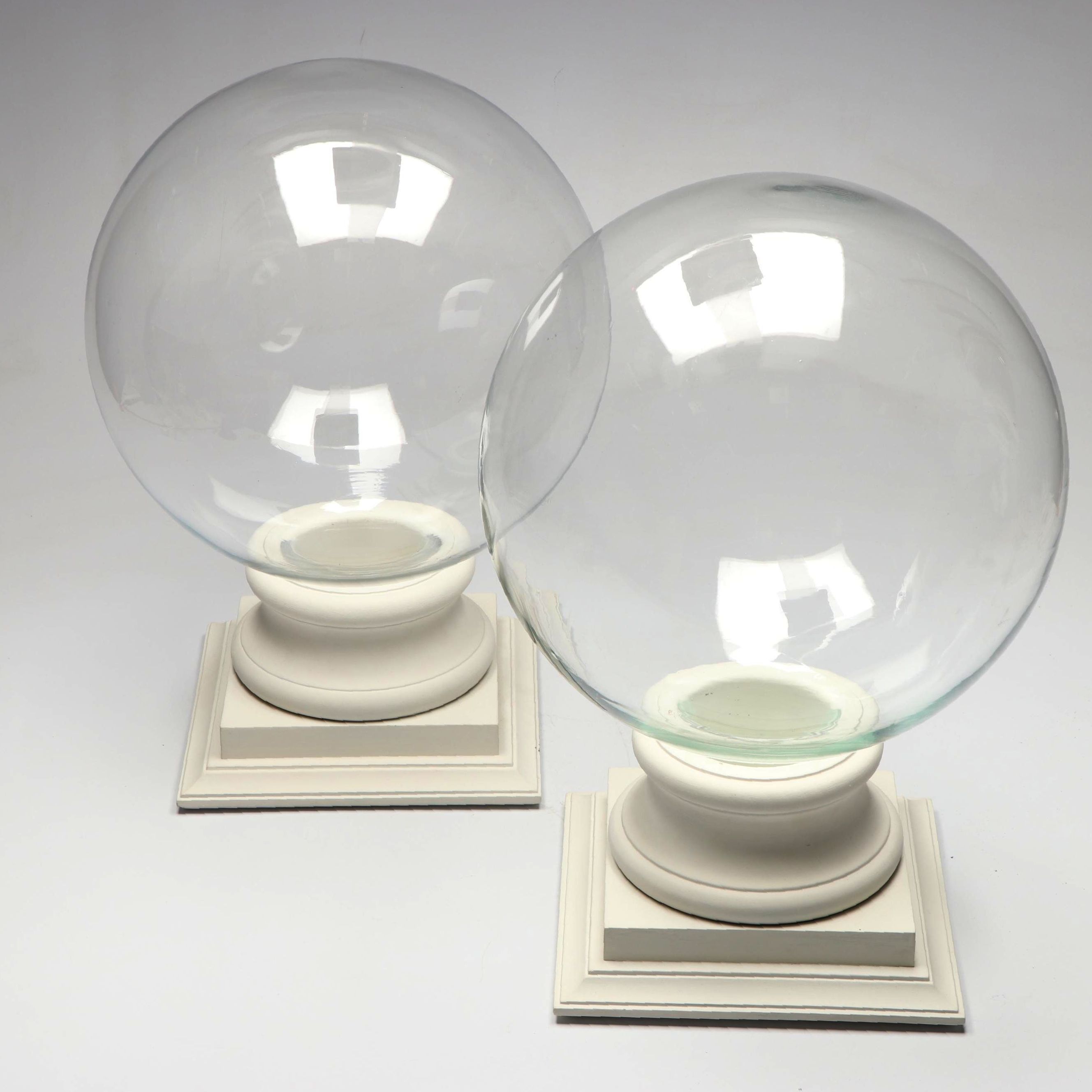 Glass Orbs with Wood Stands