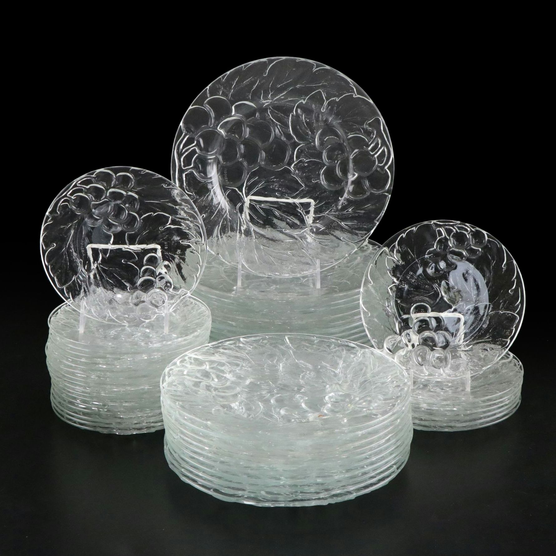 Kig Indonesian "Vintage Clear" Pressed Glass Collection of Dinner & Salad Plates