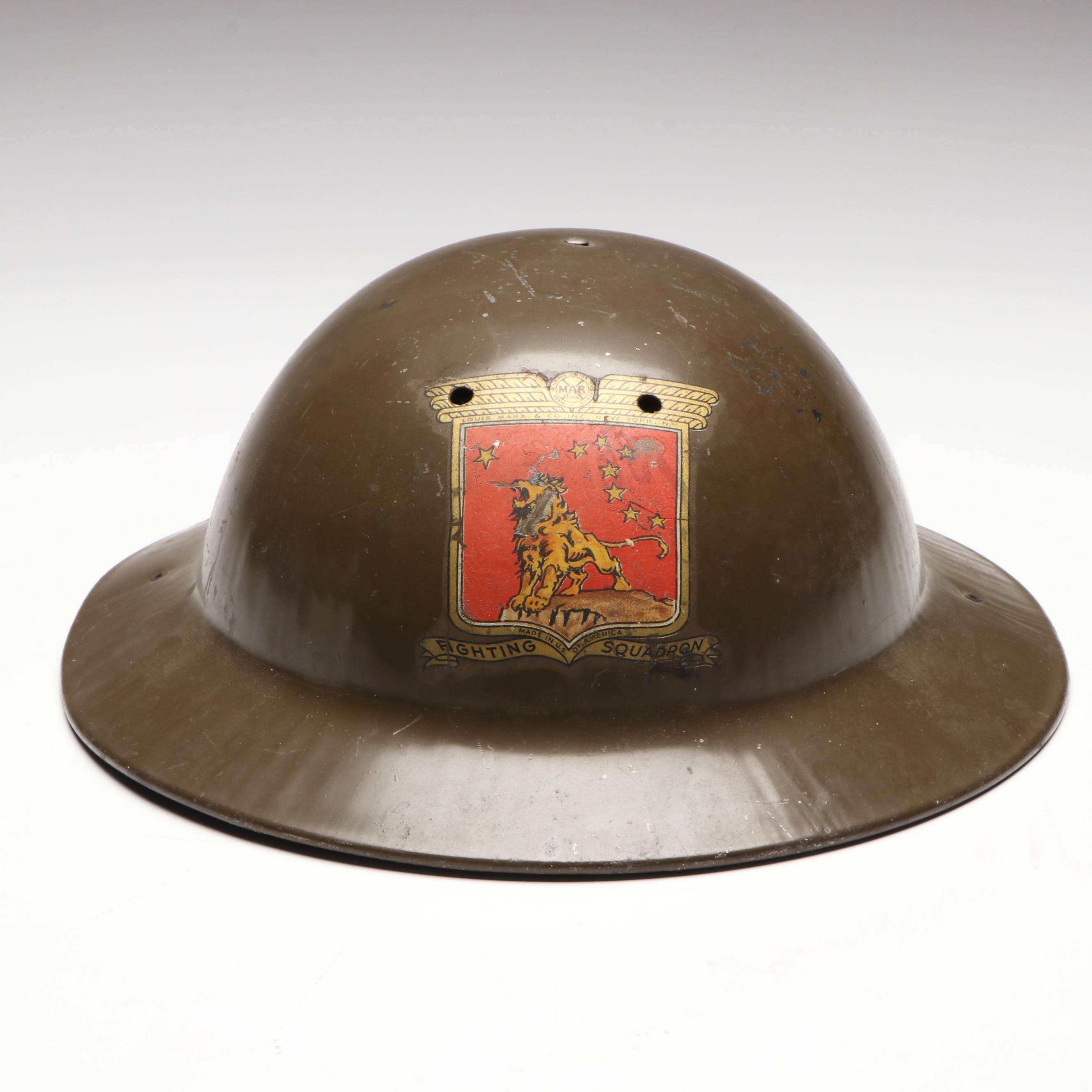 Marx "Fighting Squadron" Metal Toy Doughboy Helmet, Mid-20th Century
