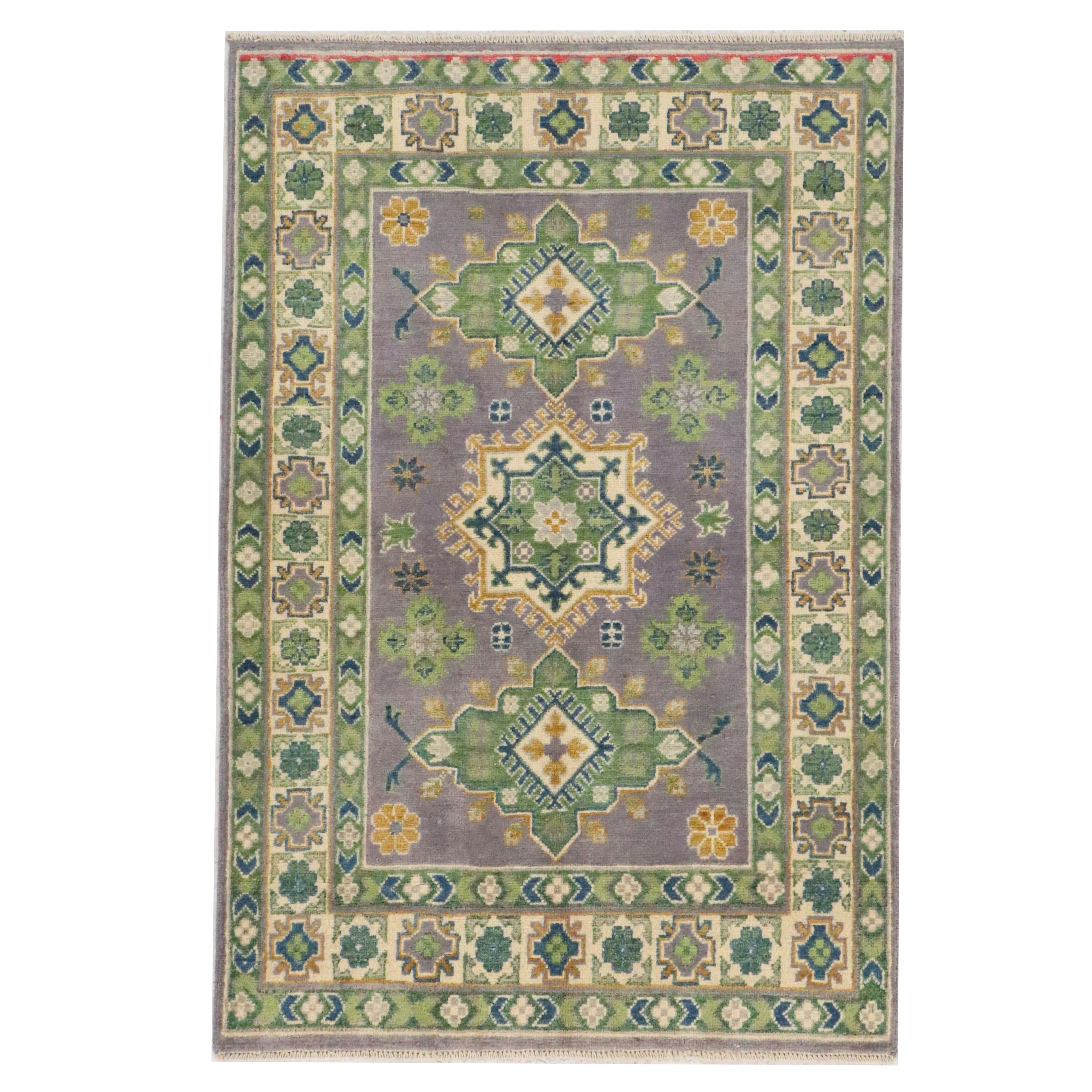 3'2 x 4'10 Hand-Knotted Pakistani Kazak Style Accent Rug