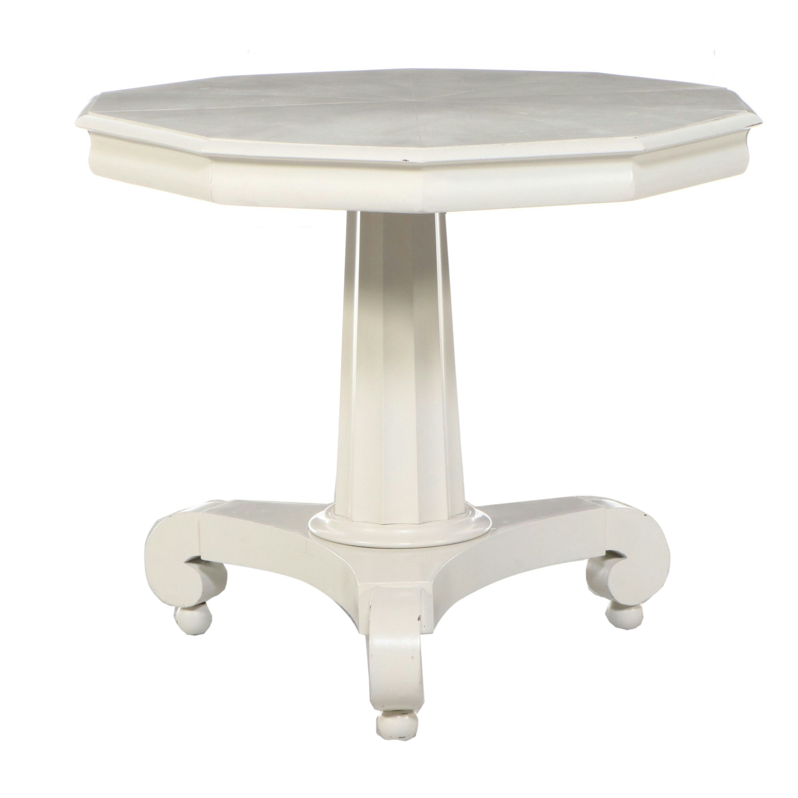 Painted Wooden Pedestal Table
