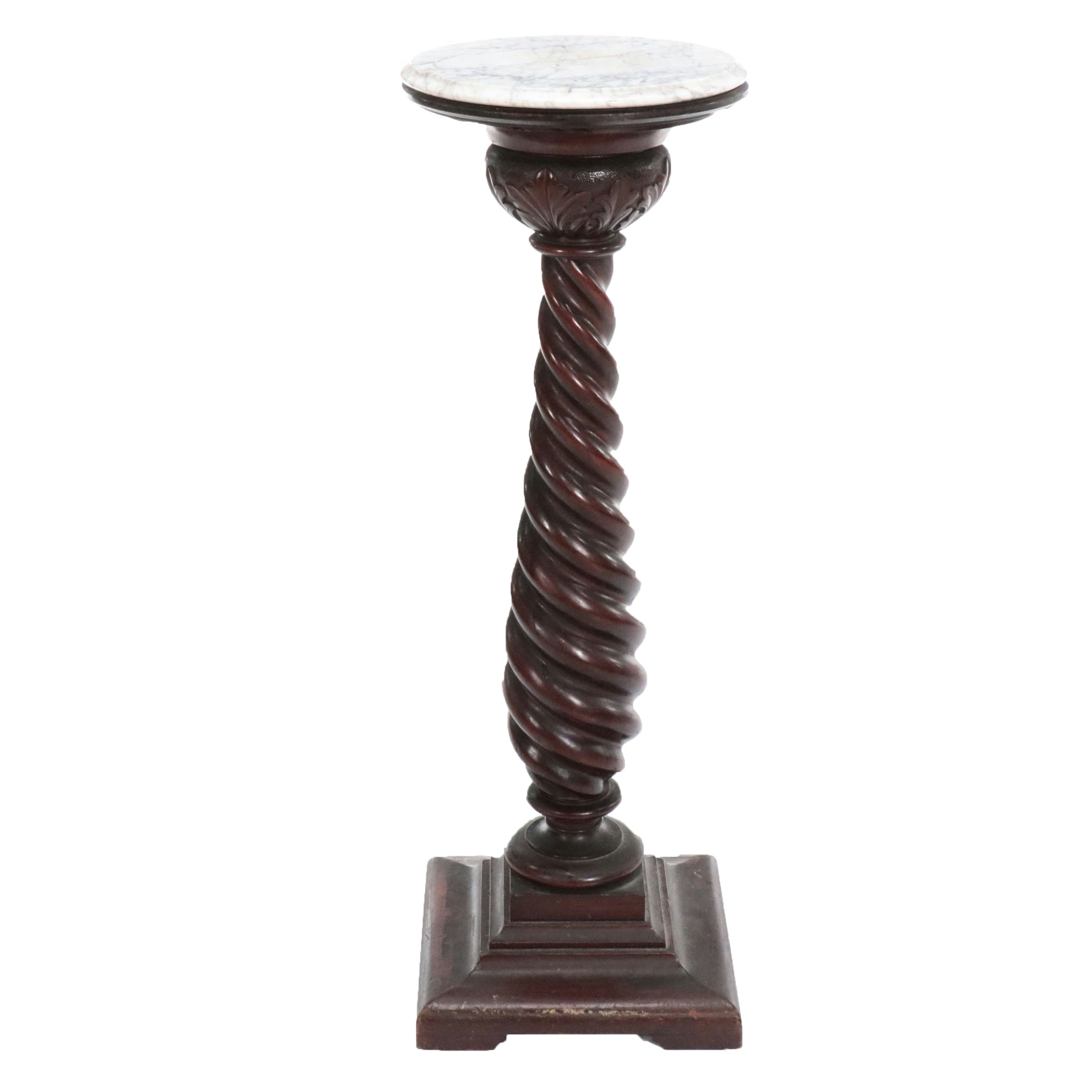 Mahogany Pedestal with Marble Top