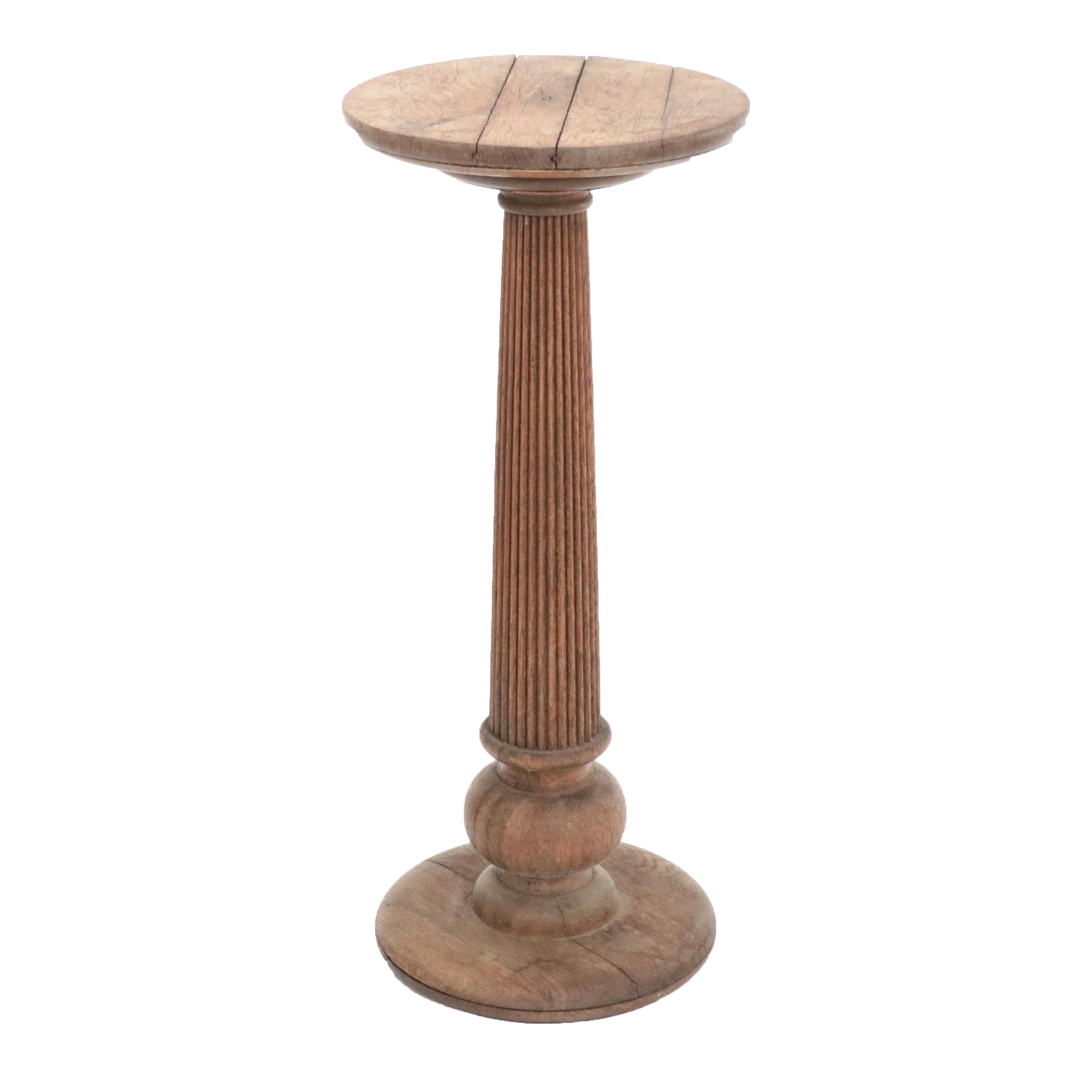 Arts & Crafts Reeded Oak Pedestal