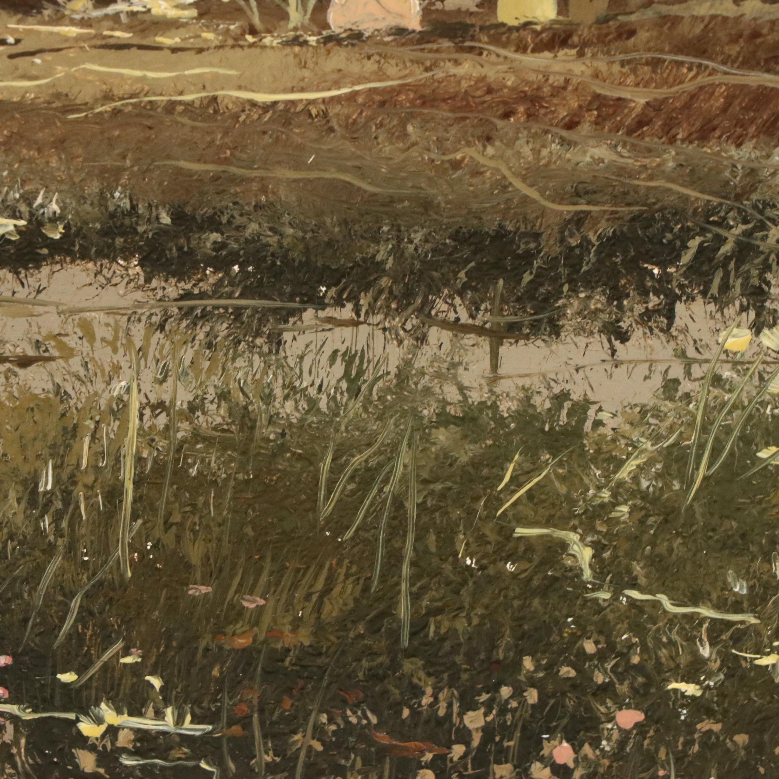 Thomas A. DeDecker Oil Painting of Crow Encampment, Late 20th Century