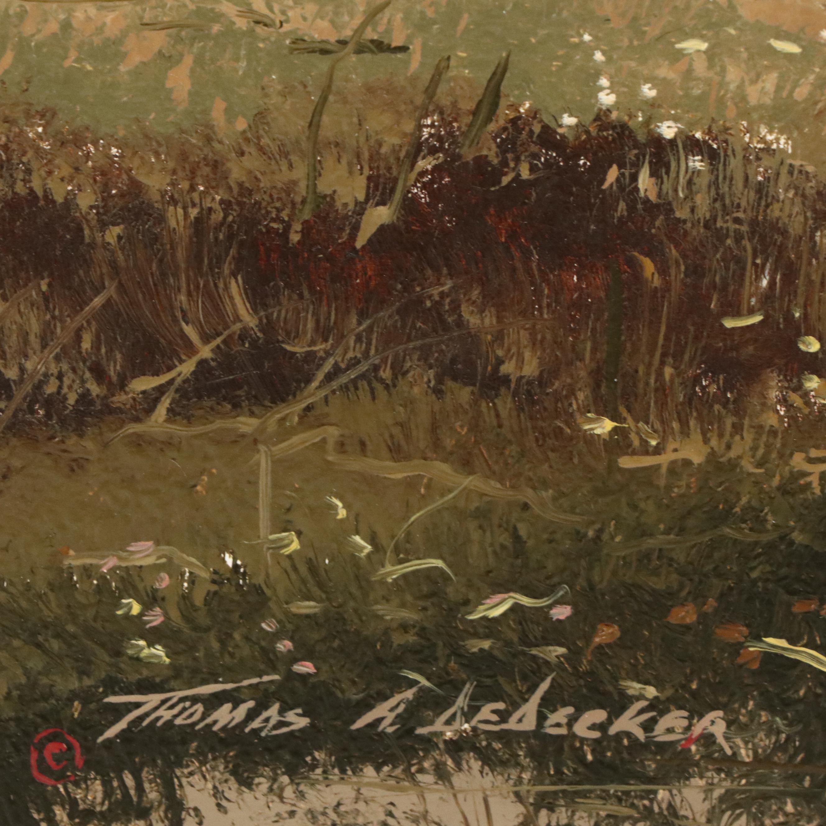 Thomas A. DeDecker Oil Painting of Crow Encampment, Late 20th Century