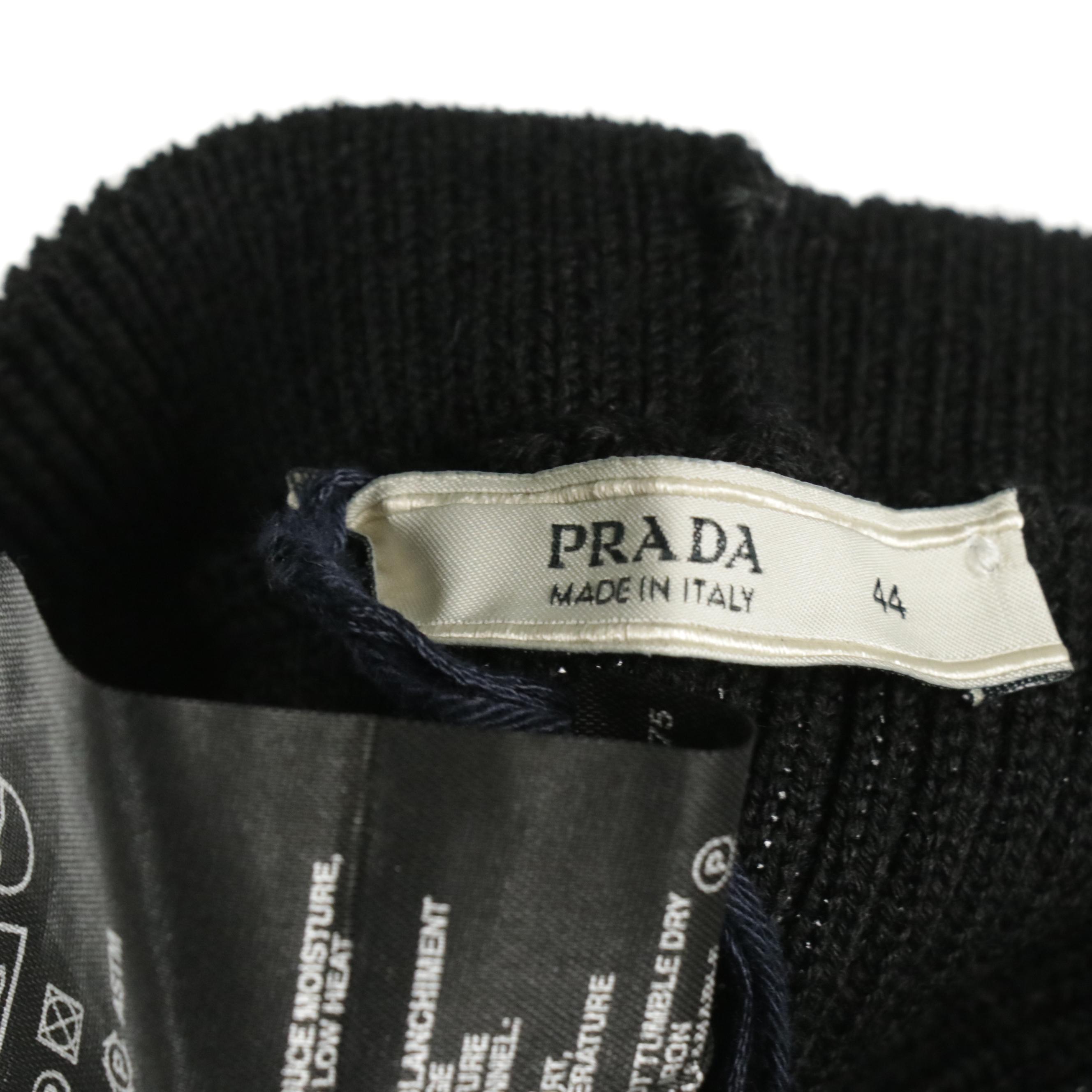 Prada Black Wool Rib Knit Flared Leggings, With Tag