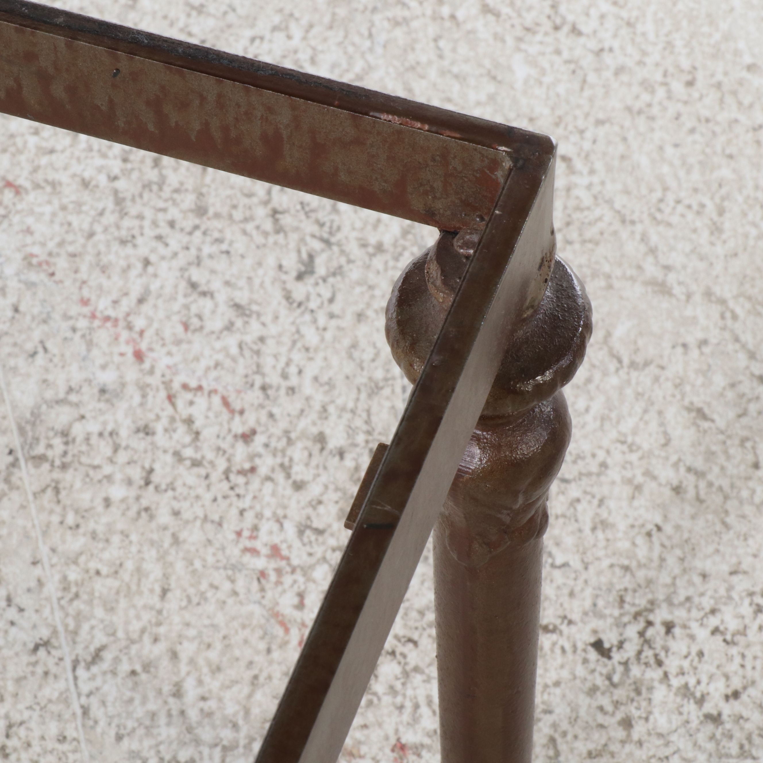 Glass Top Patinated Cast Metal Coffee Table