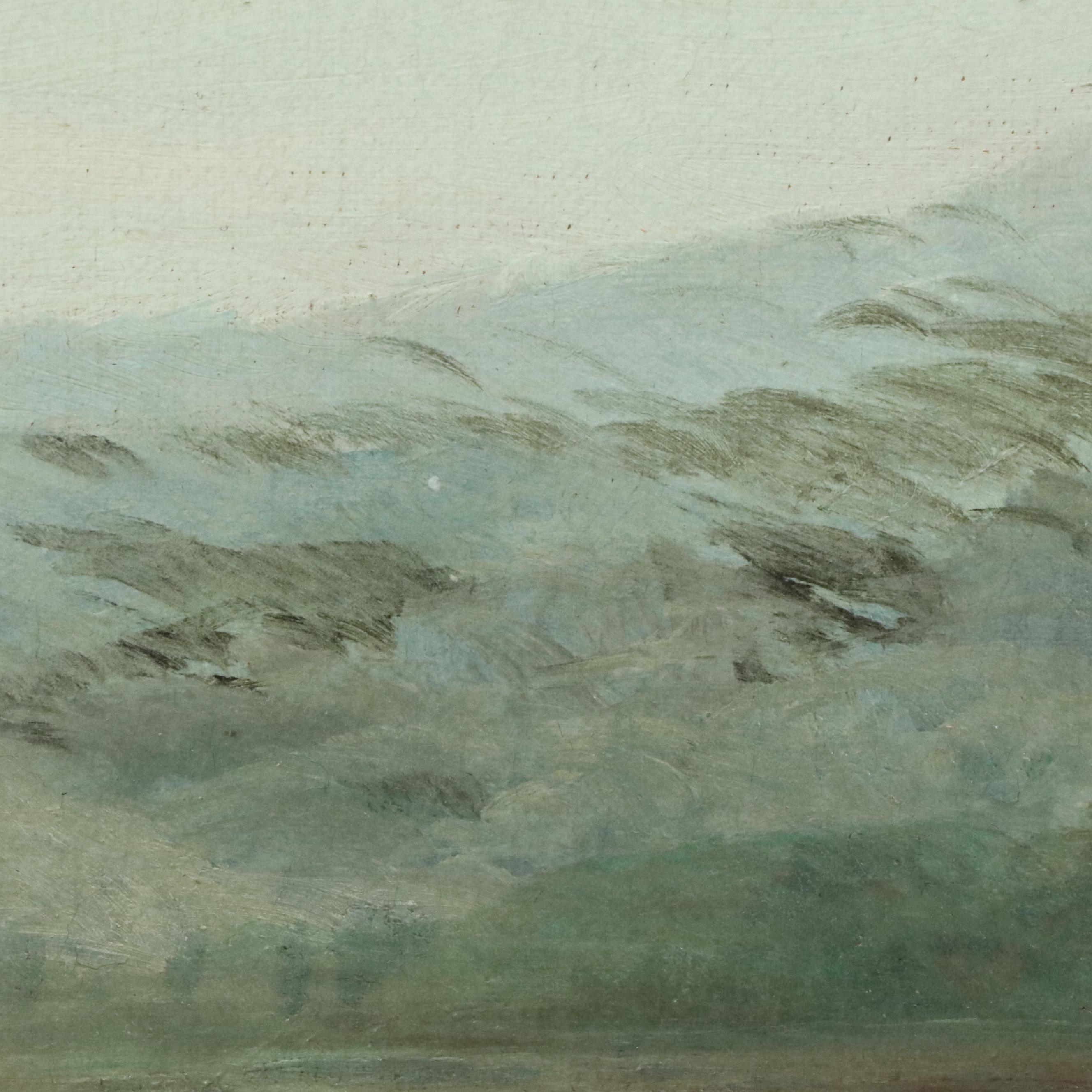 American School Oil Painting of River Landscape, Circa Early 20th Century