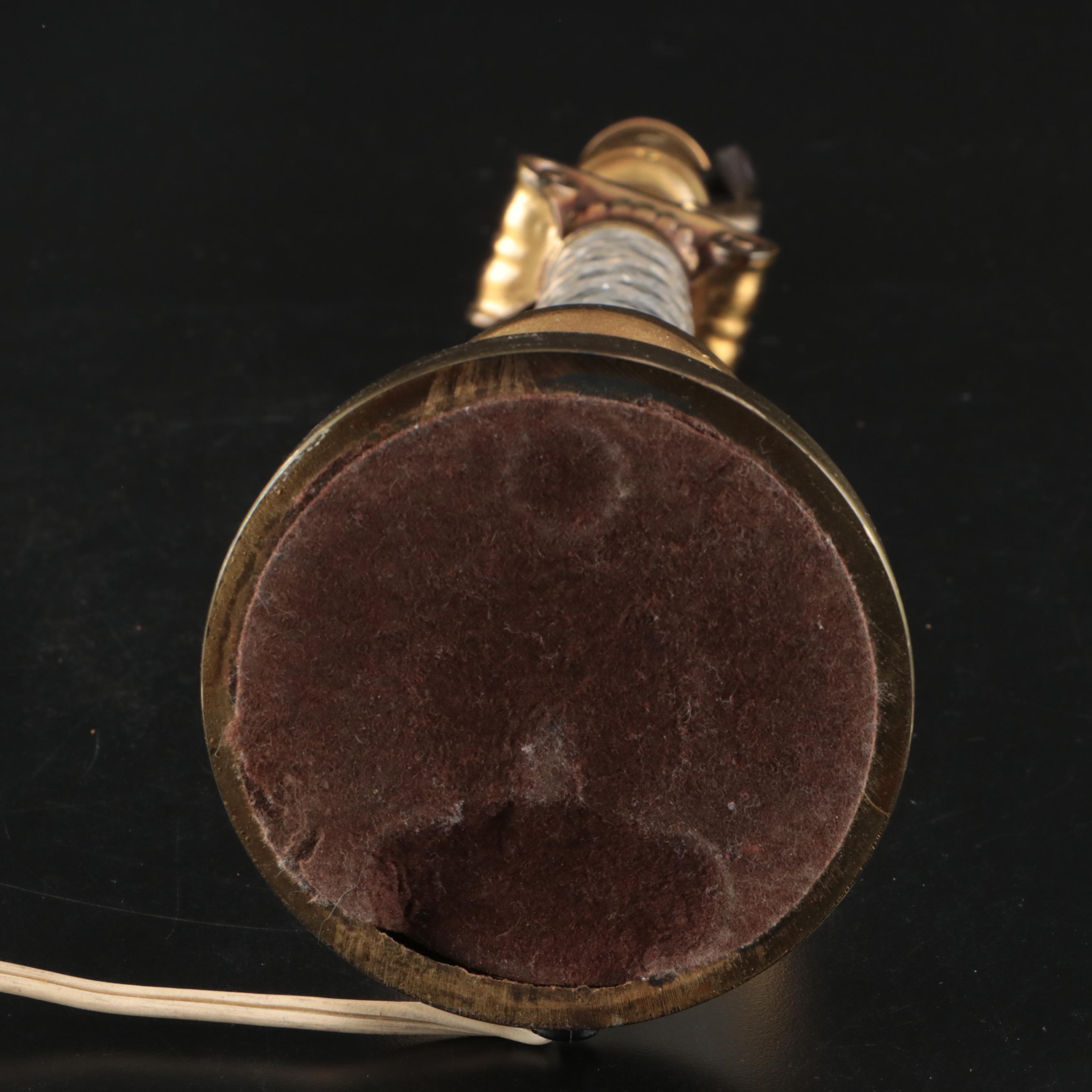 Neoclassical Style Cut Glass and Brass Finish Table Lamp with Silk Bell Shade