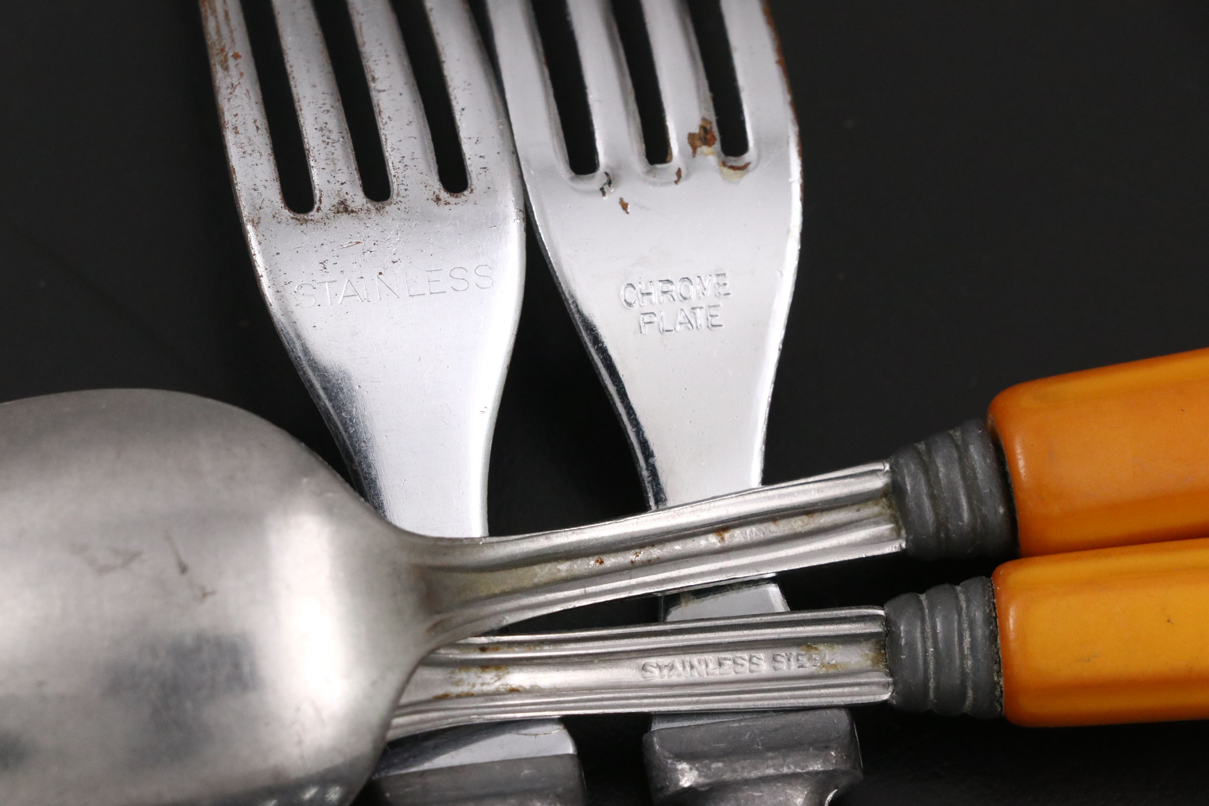 Burns Butterscotch and Other Bakelite Handled Flatware and Serving Utensils