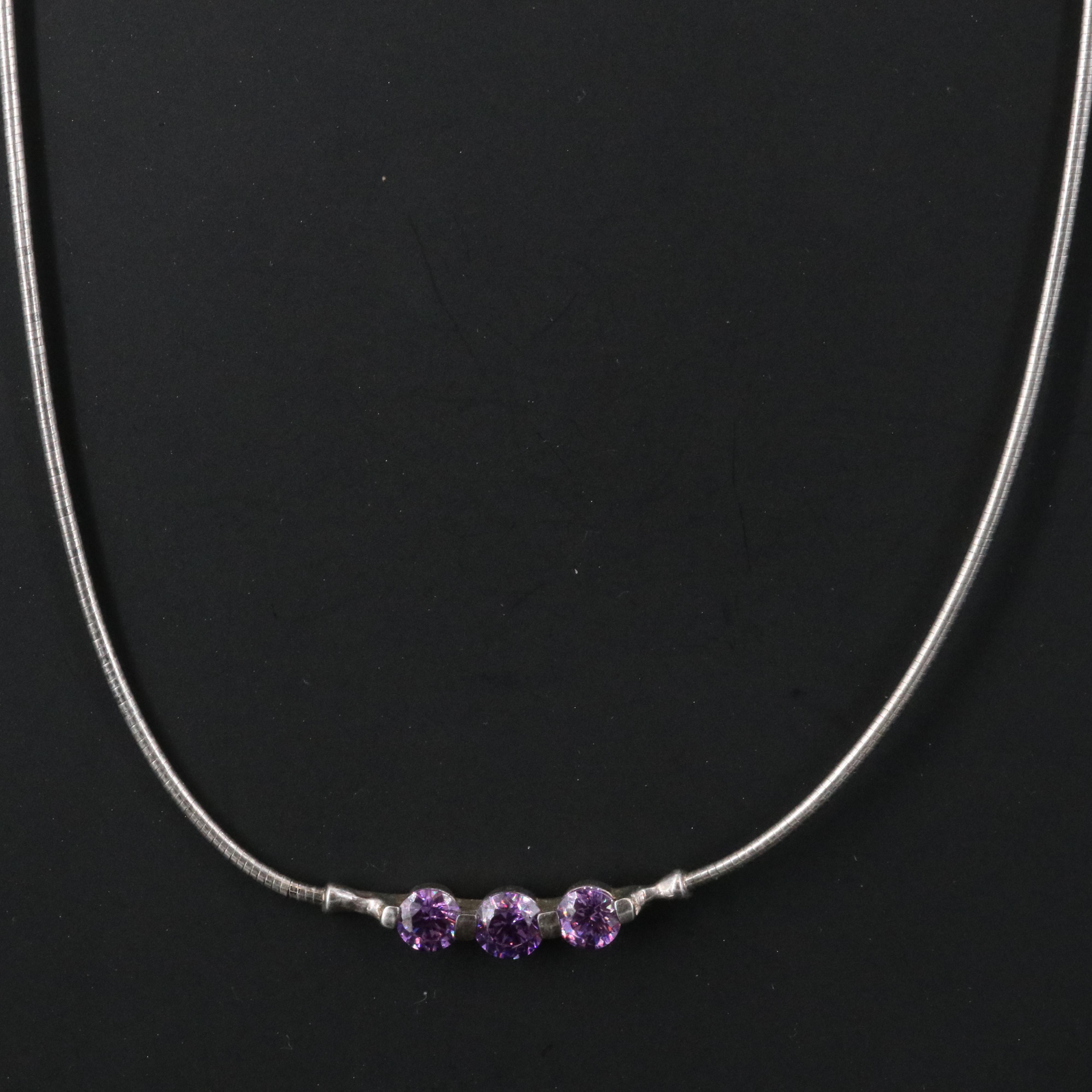 Sterling CZ Snake Chain Necklace