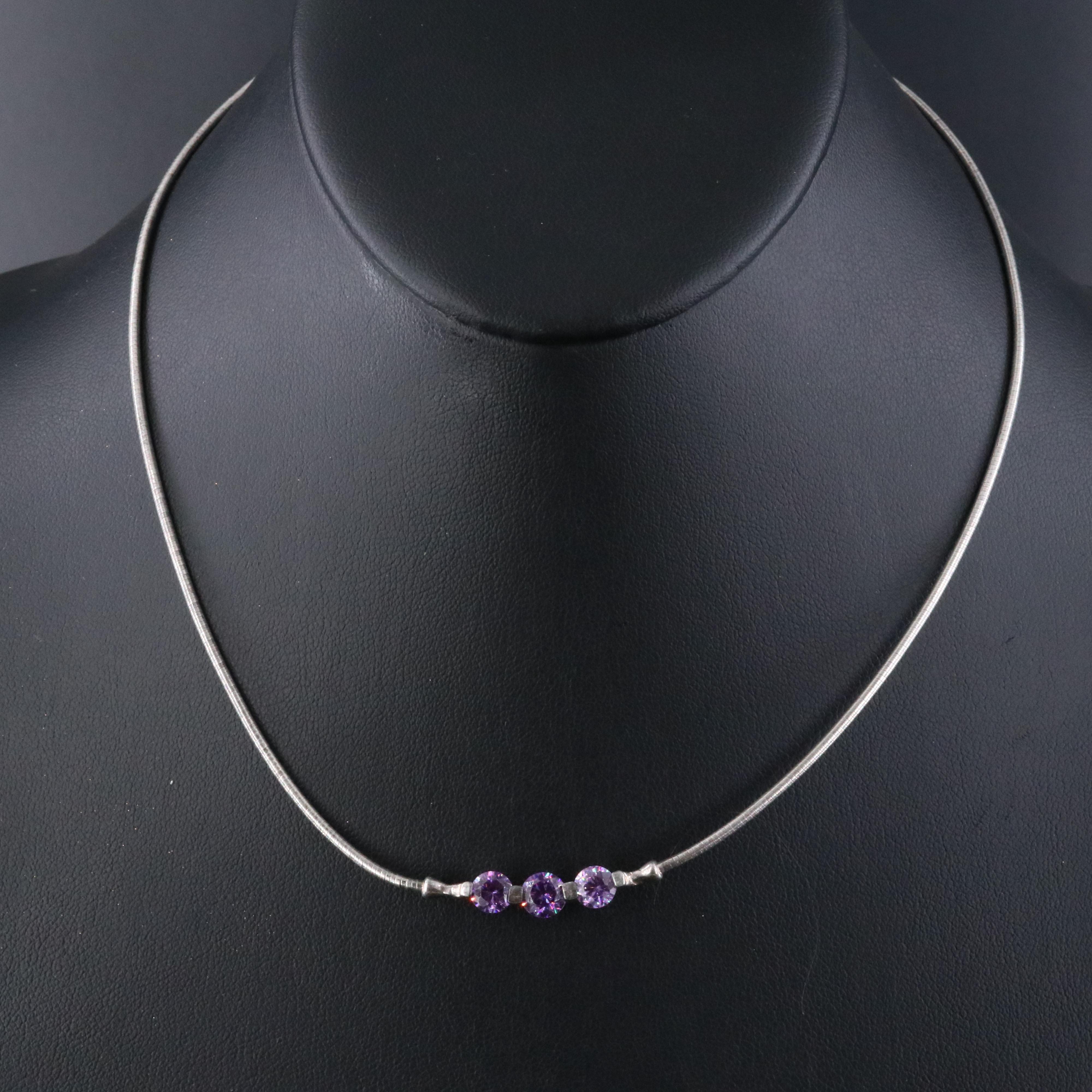 Sterling CZ Snake Chain Necklace