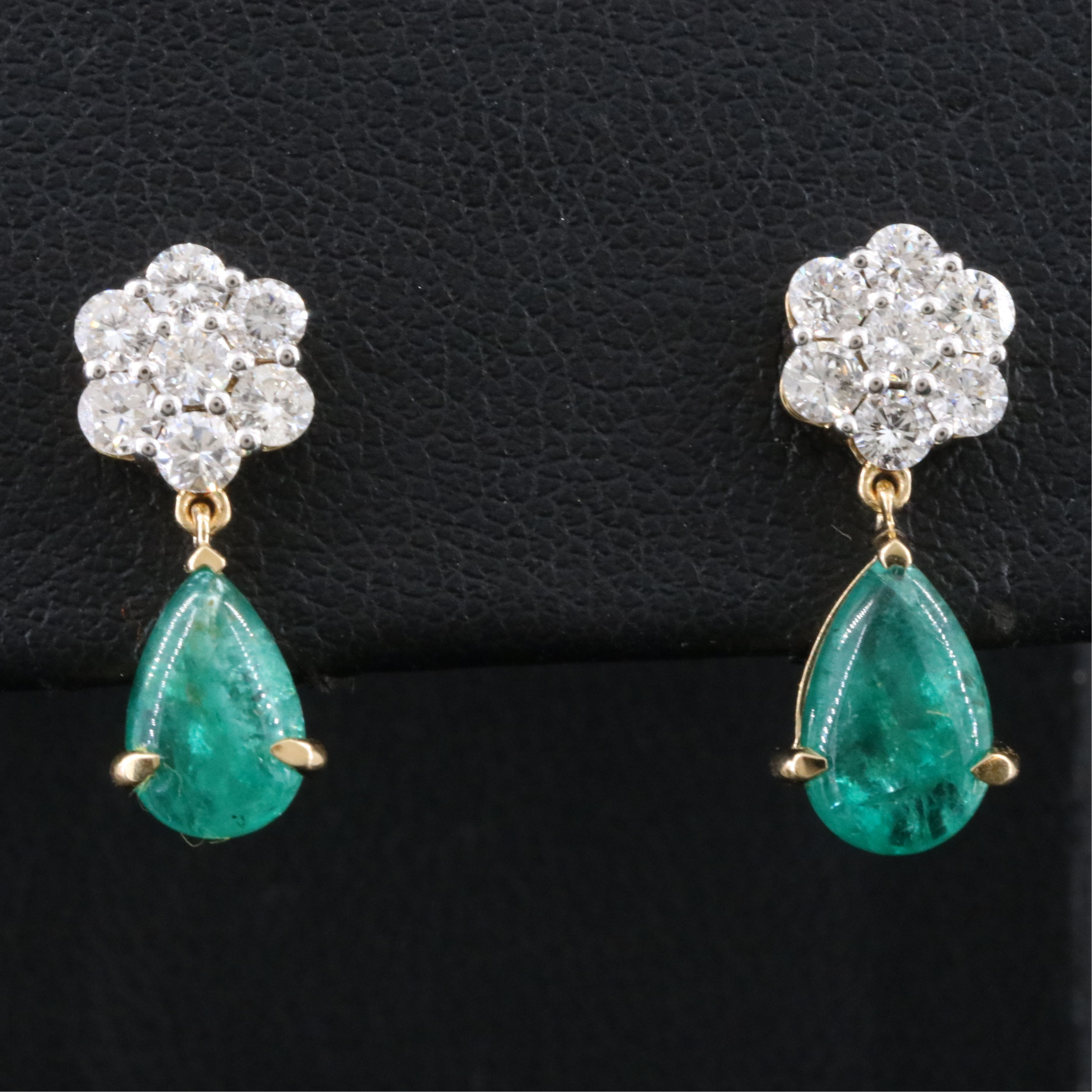 18K 2.39 CTW Emerald and Diamond Earrings