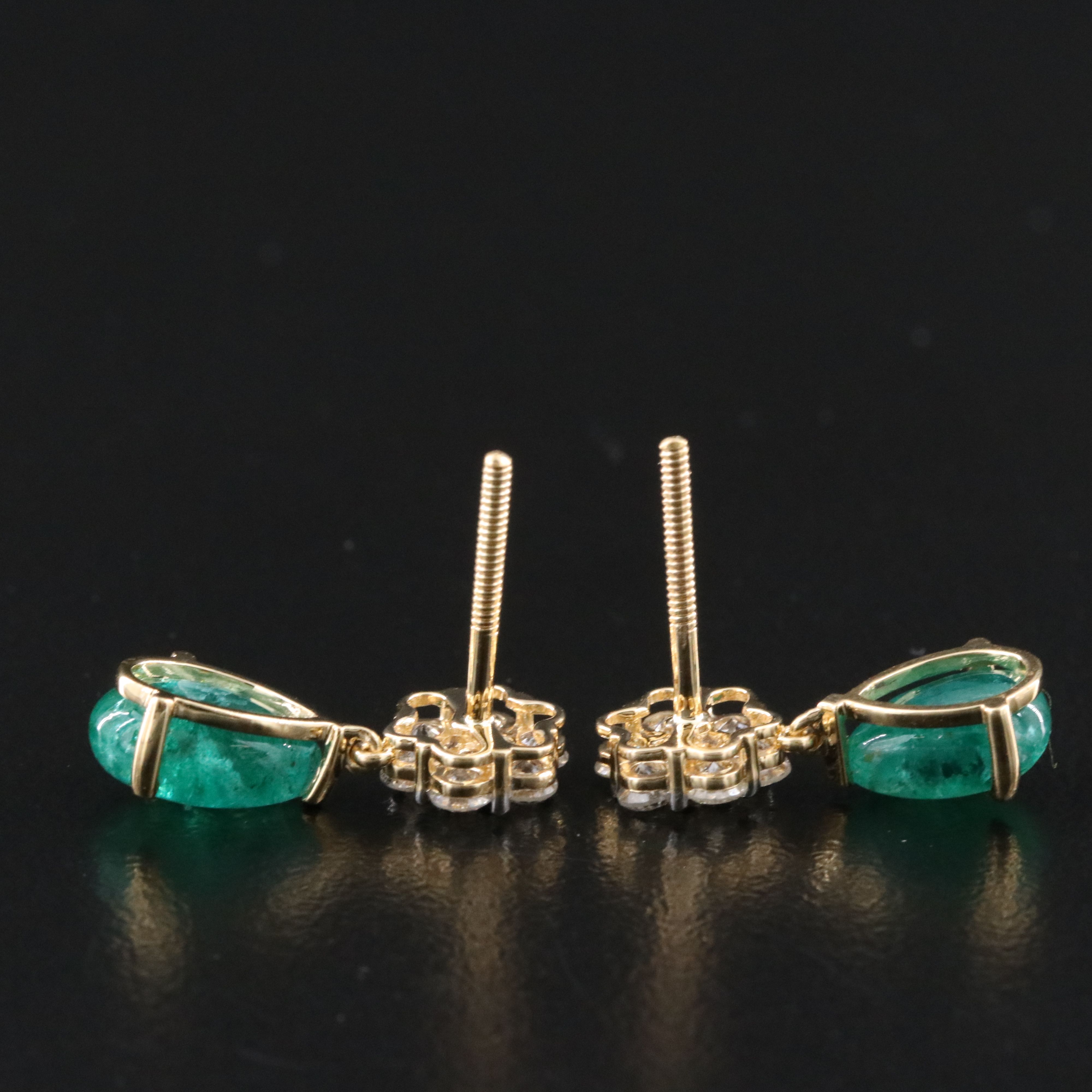 18K 2.39 CTW Emerald and Diamond Earrings