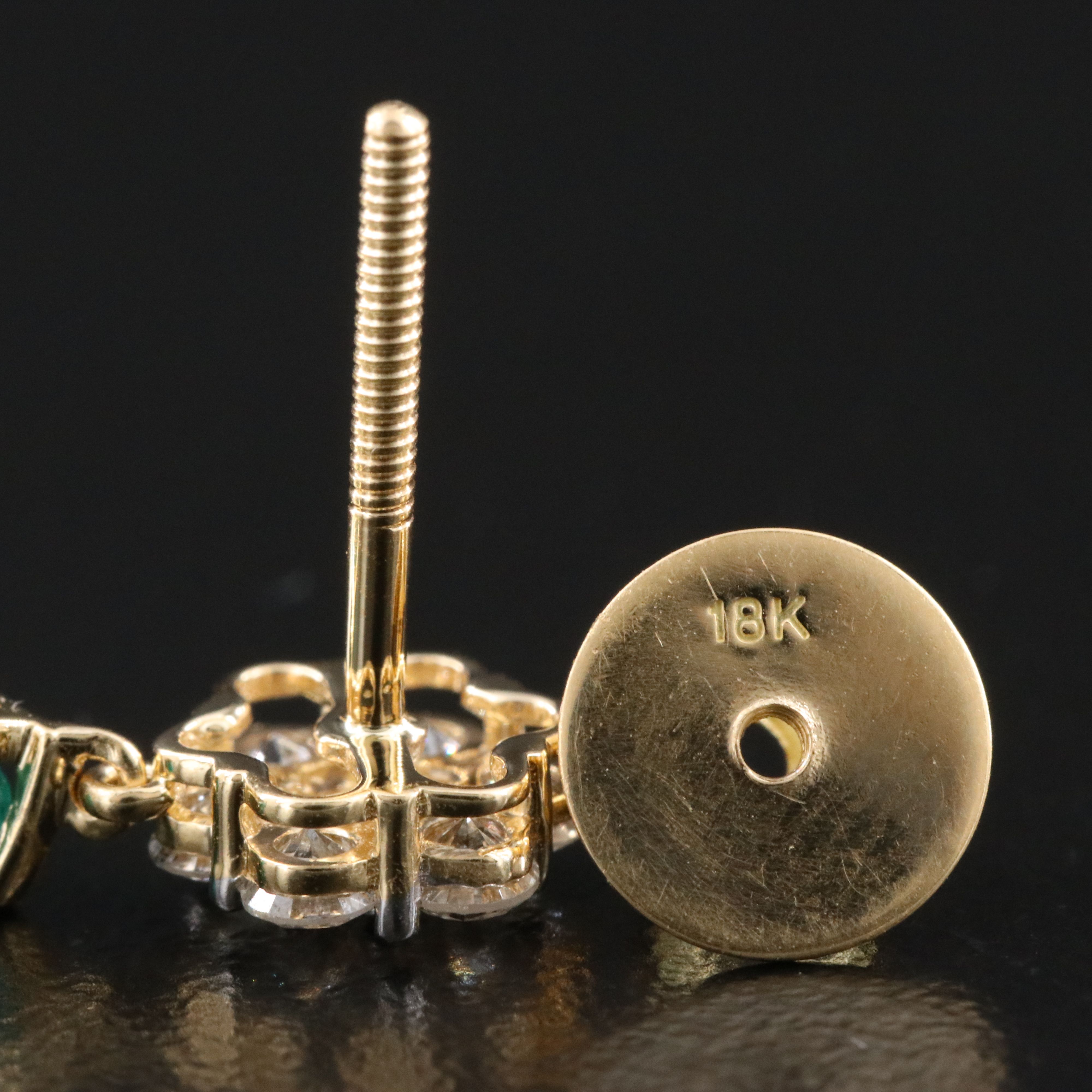 18K 2.39 CTW Emerald and Diamond Earrings