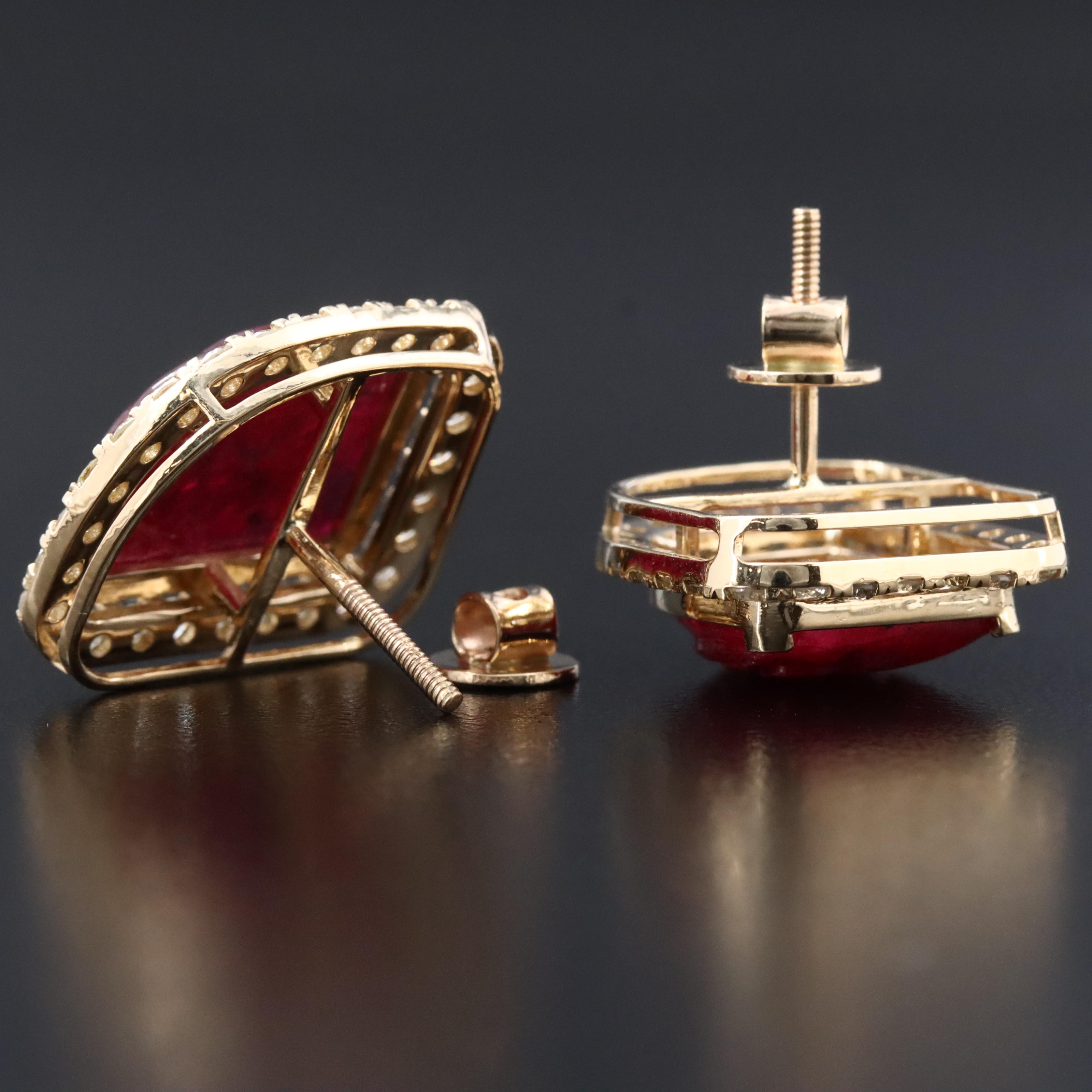 14K 9.75 CTW Ruby and 1.50 CTW Diamond Earrings
