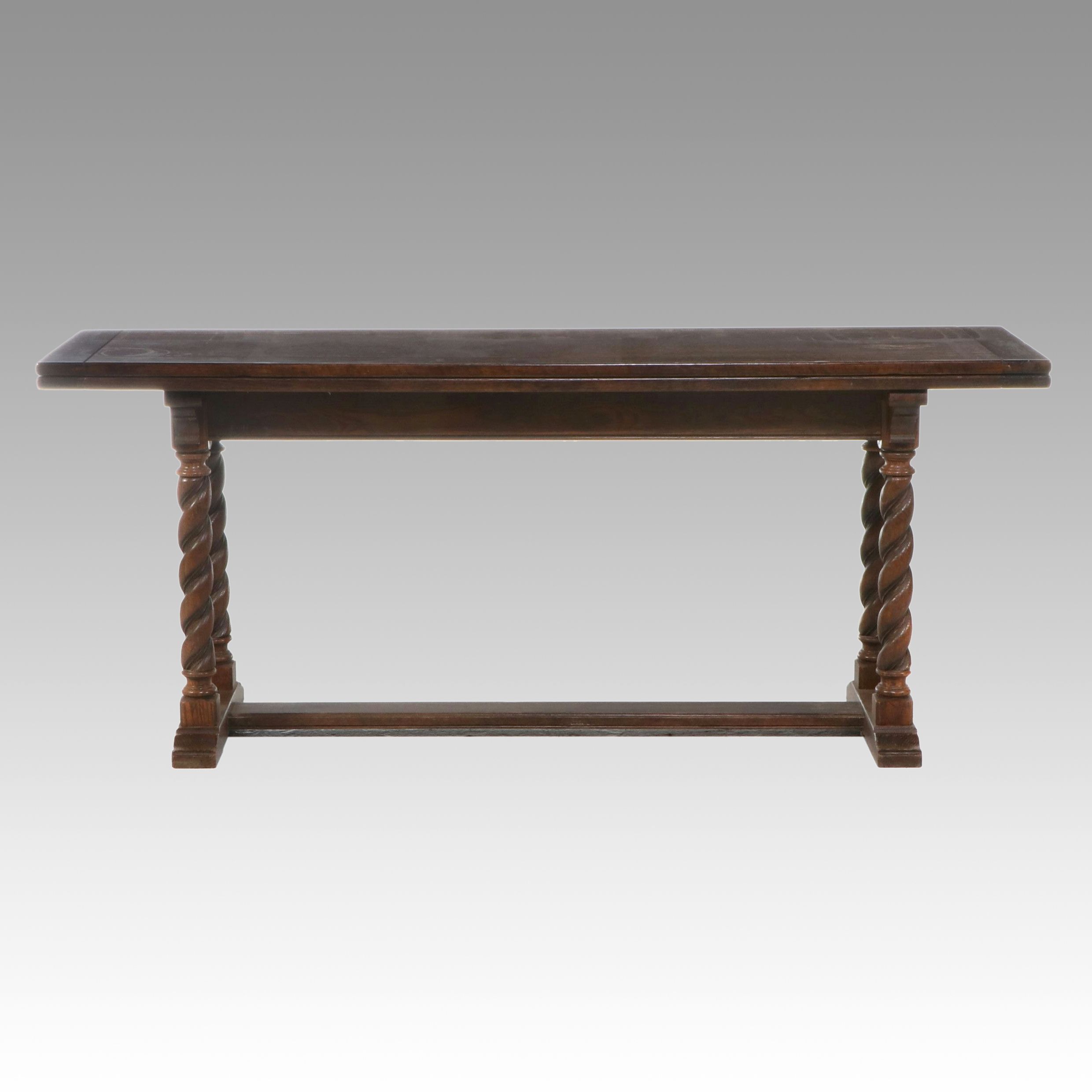 * Oak Barley Twist Flip-Top Harvest Table