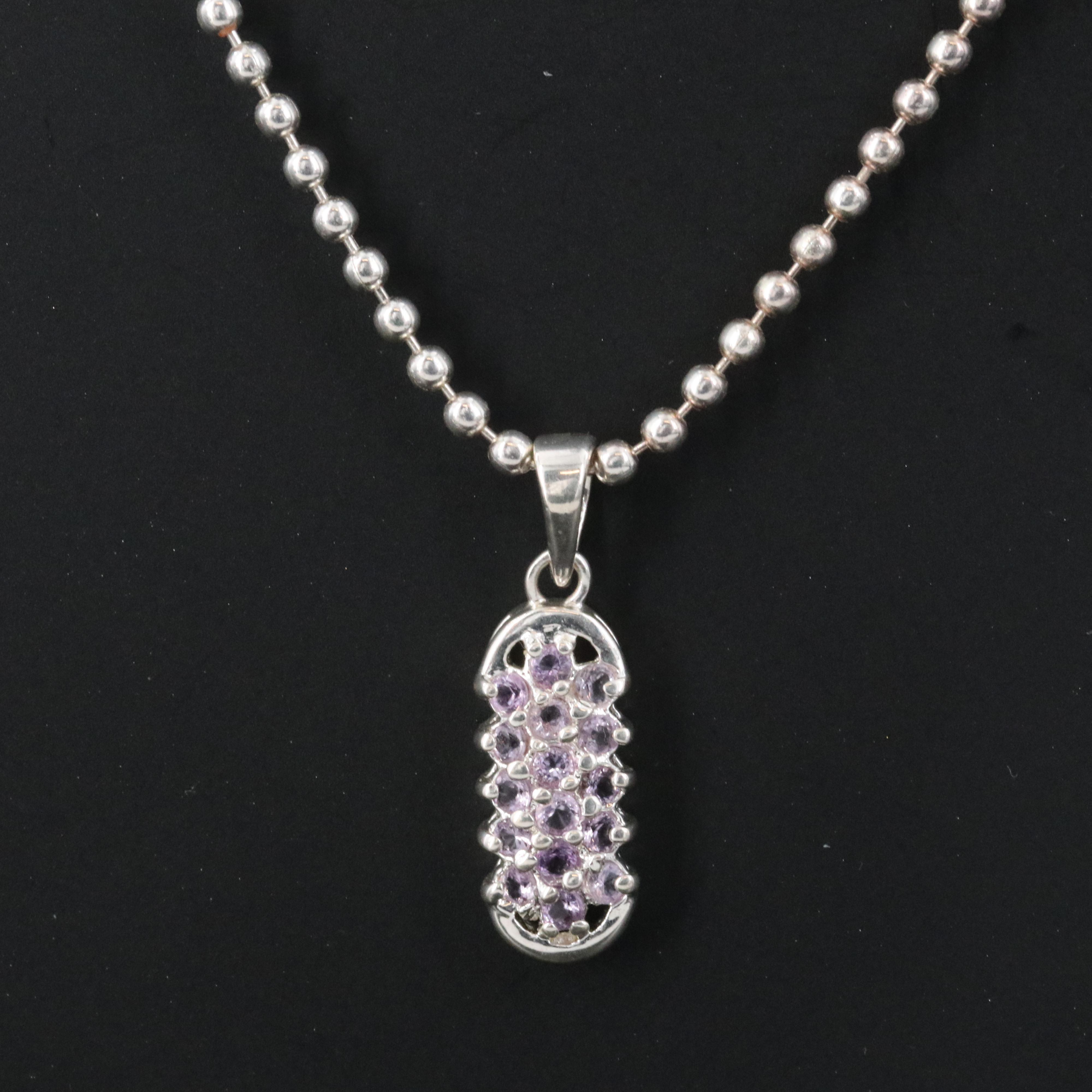 Sterling Amethyst Pendant Necklace