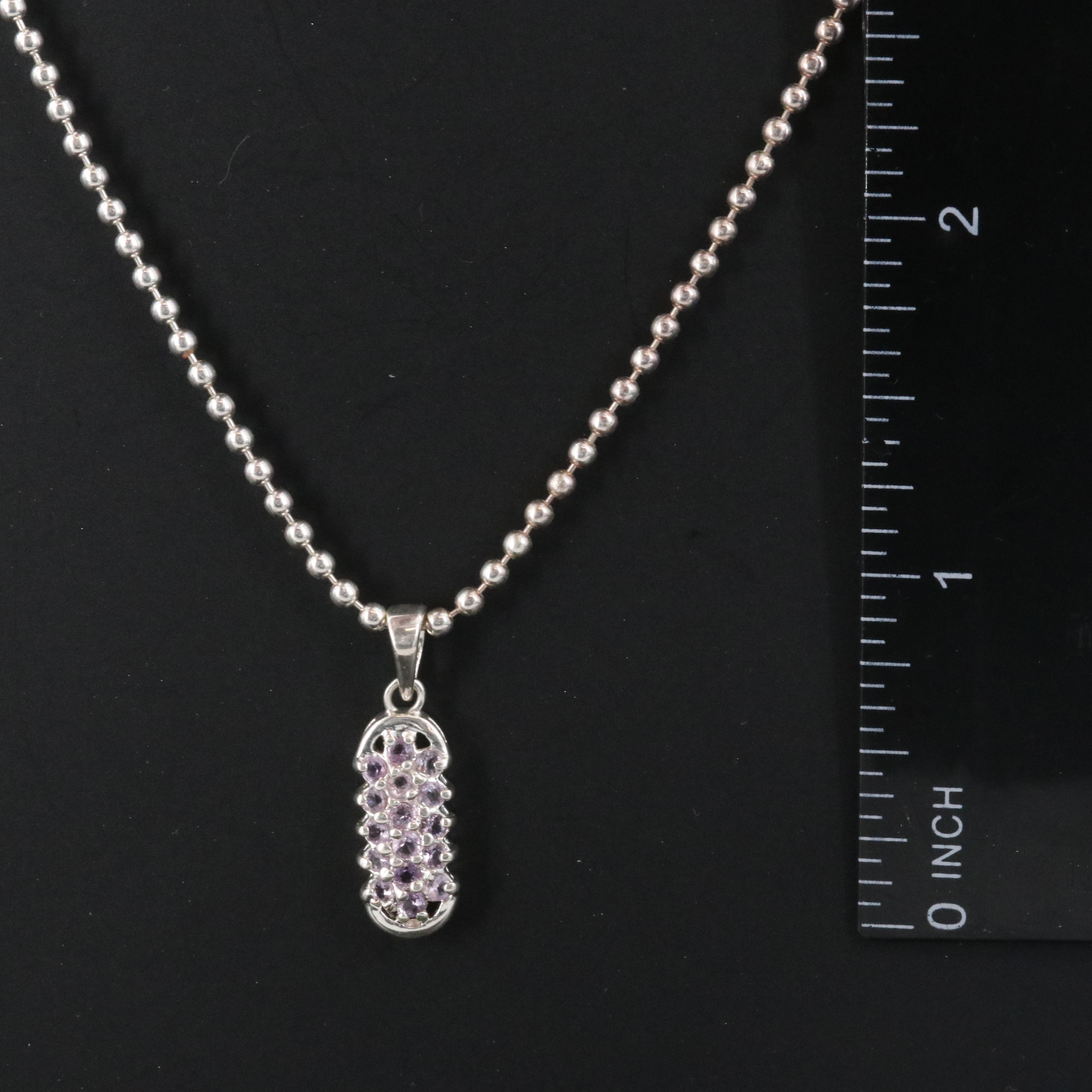 Sterling Amethyst Pendant Necklace