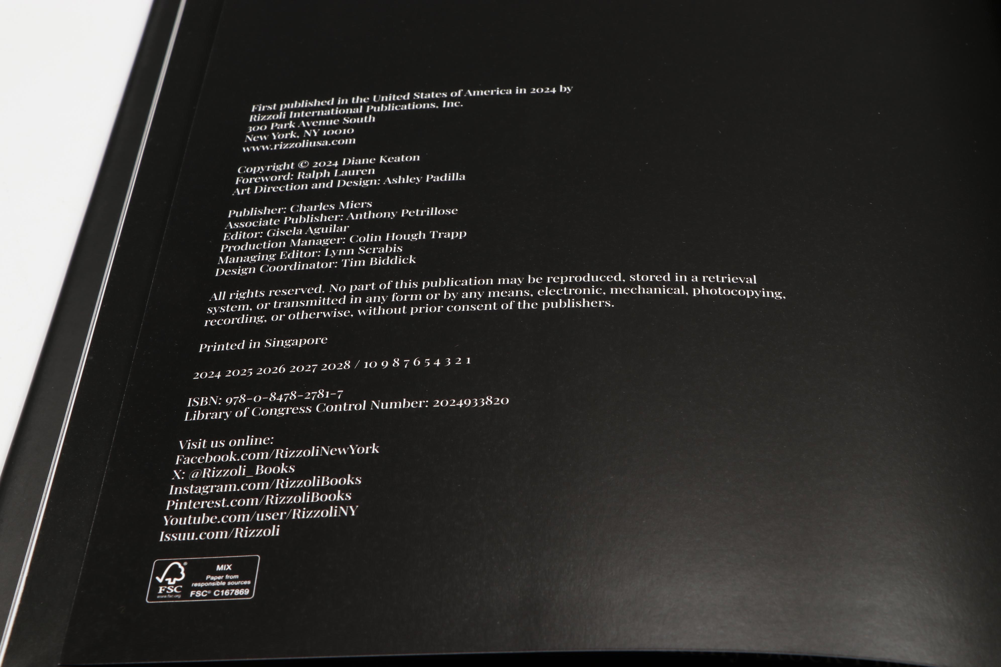 Signed First Edition "Fashion First" by Diane Keaton, 2024