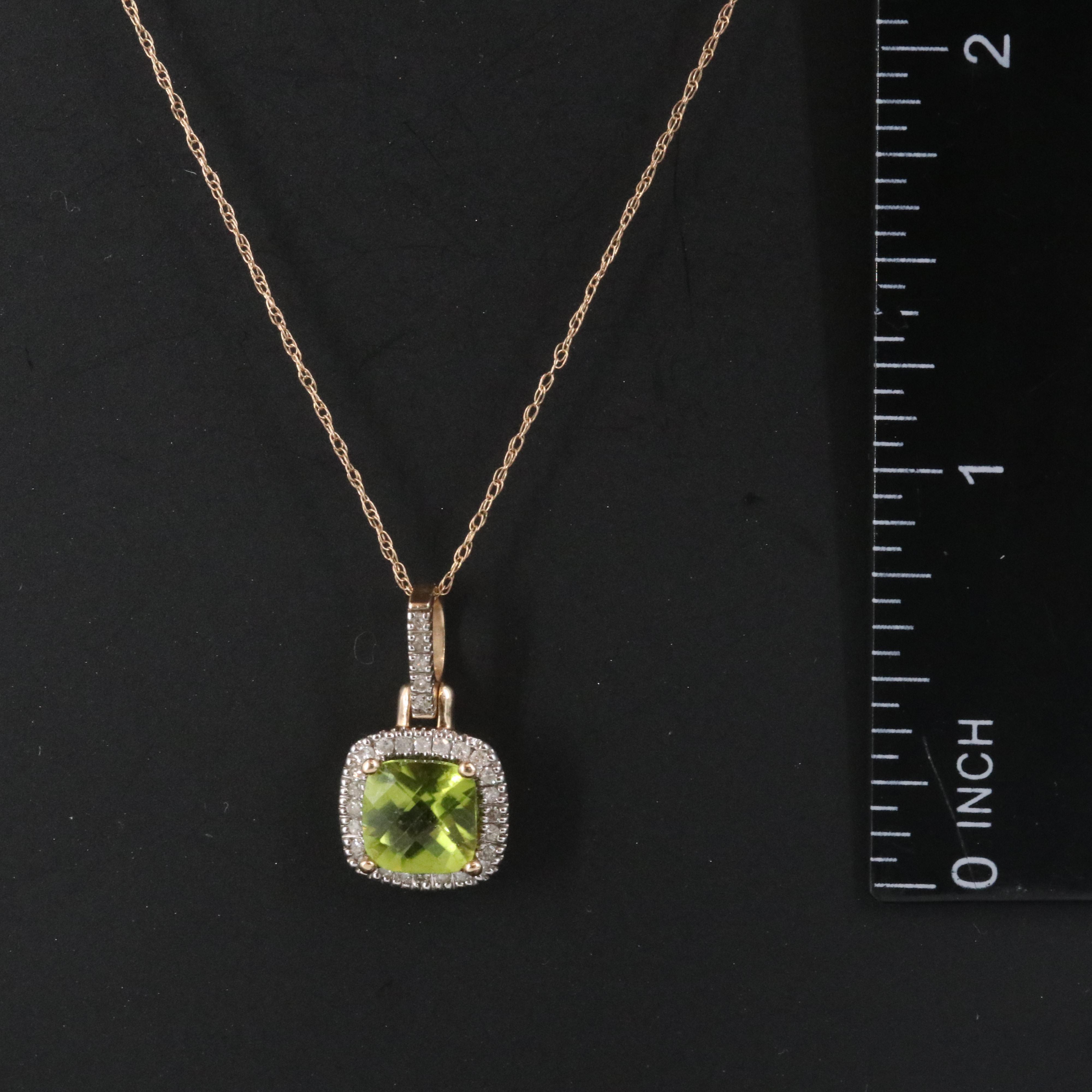 10K Peridot and Diamond Pendant