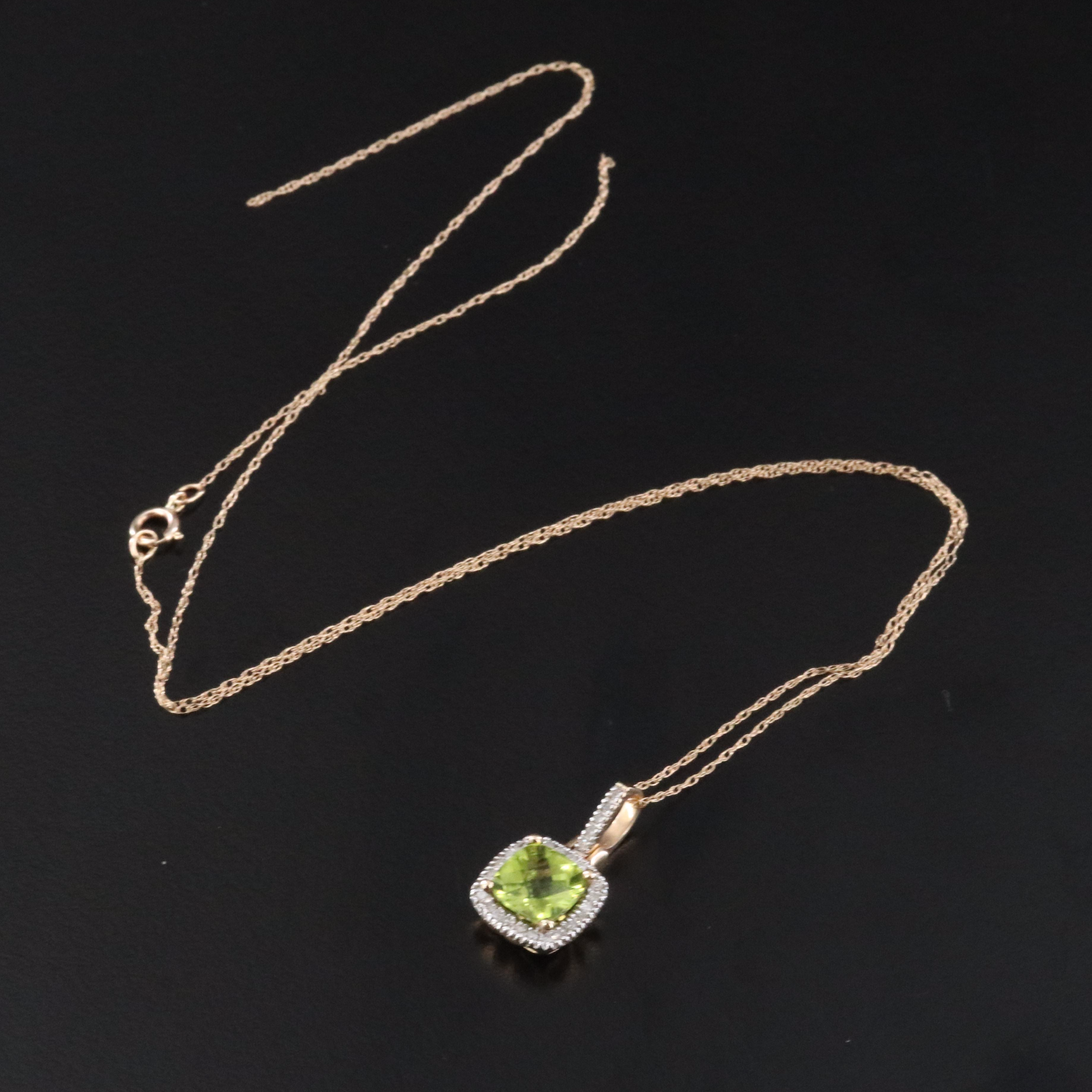 10K Peridot and Diamond Pendant