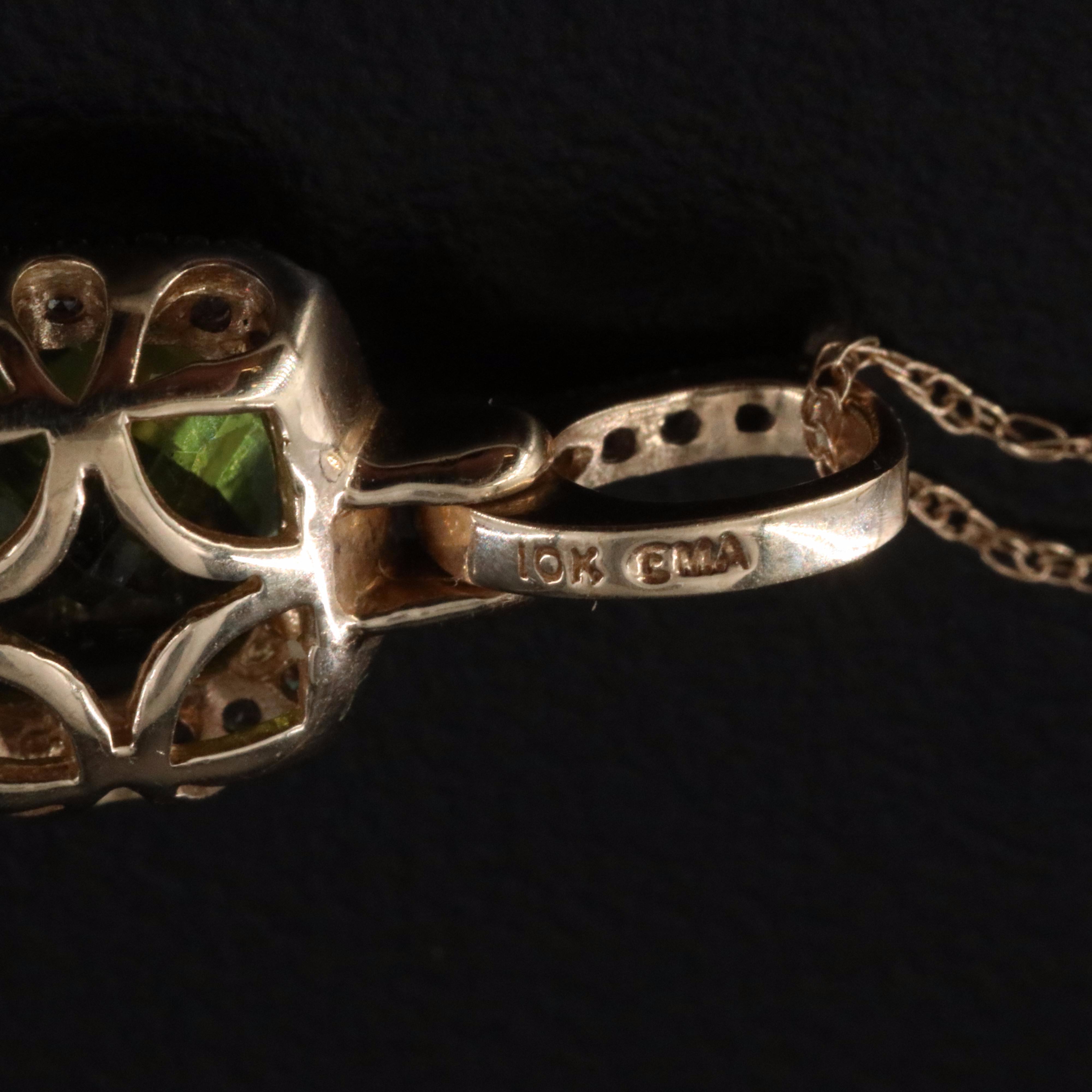 10K Peridot and Diamond Pendant