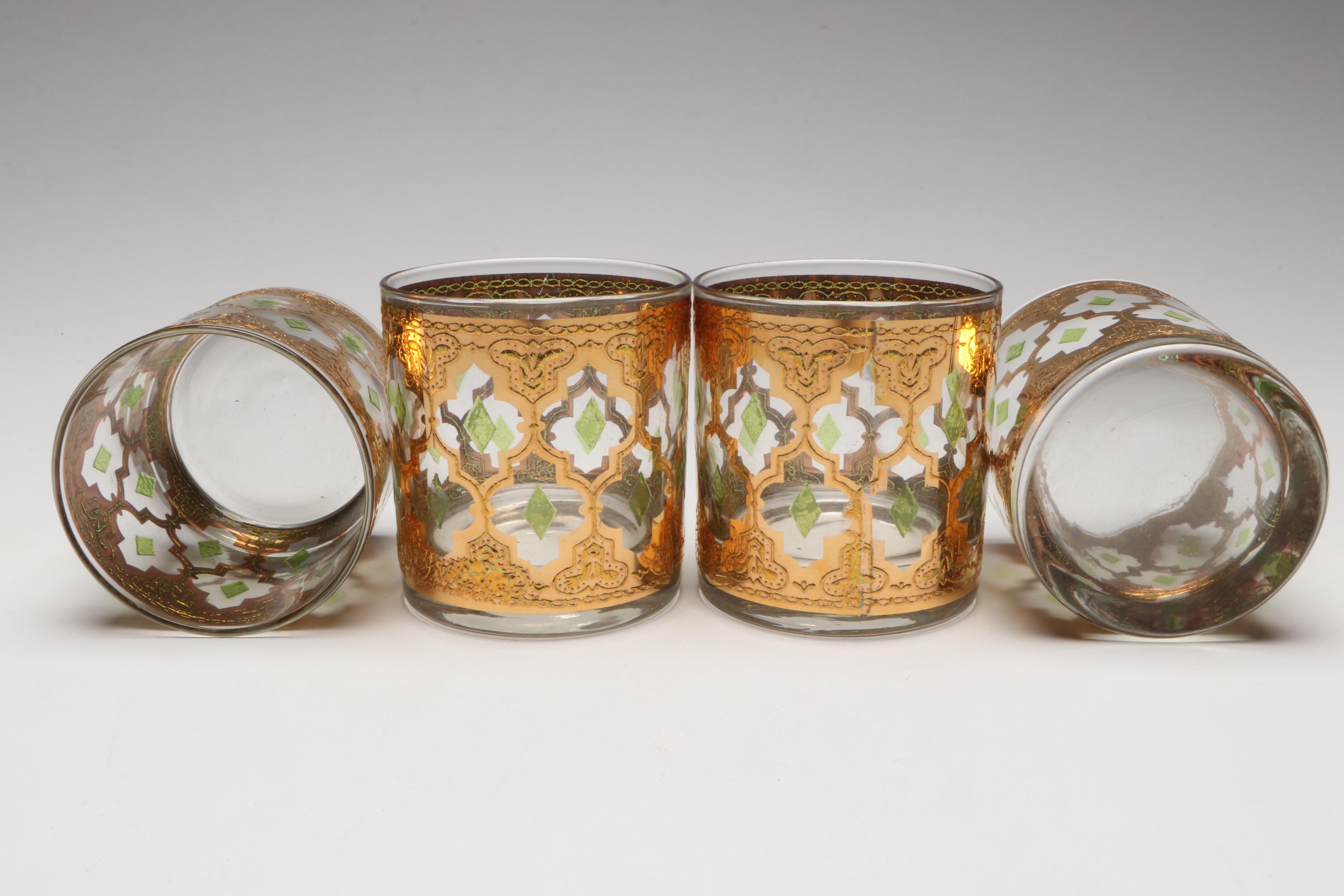 Murano Glass Elephant Stem Martini Glass with Other Tumblers and Cocktail Shaker