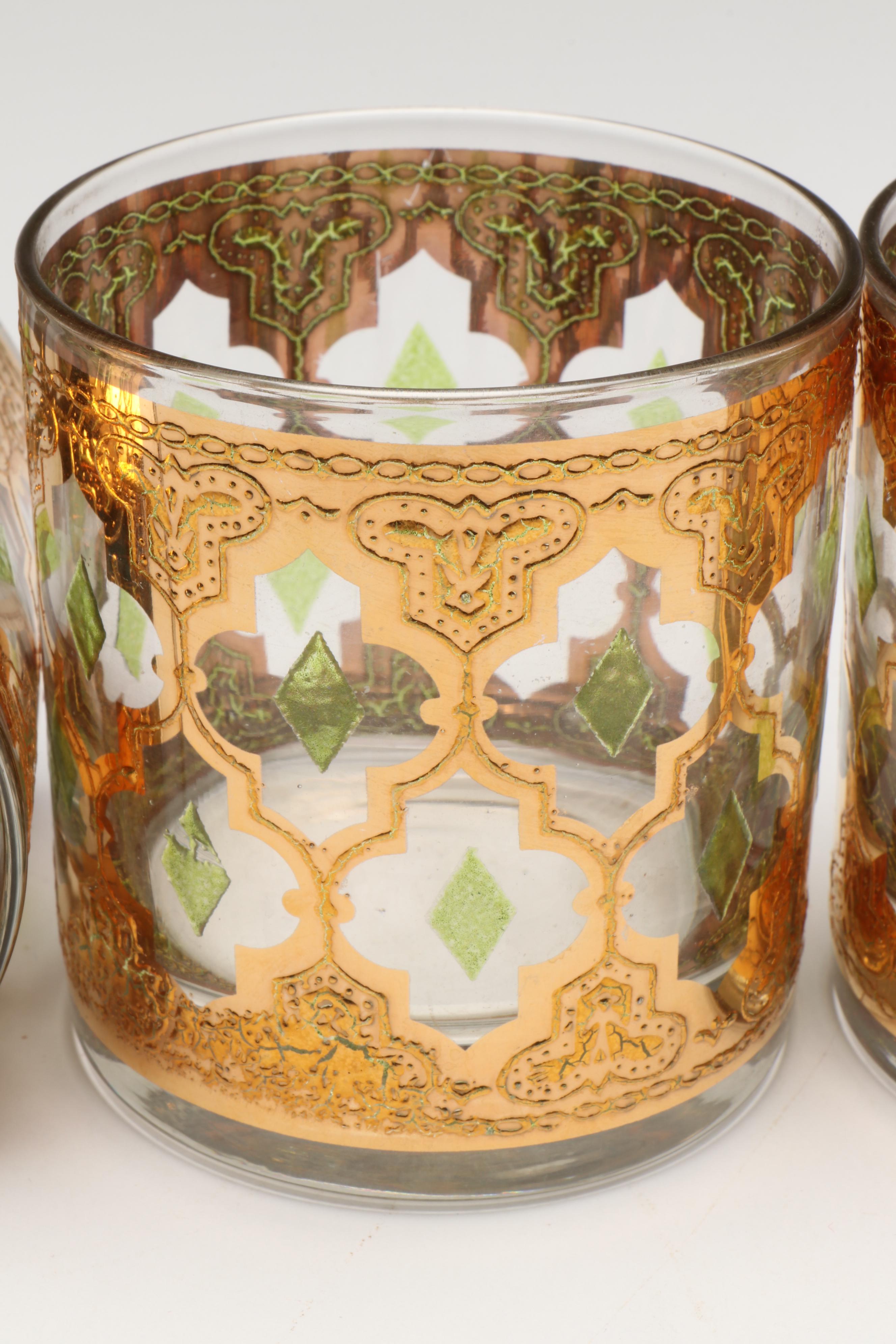 Murano Glass Elephant Stem Martini Glass with Other Tumblers and Cocktail Shaker