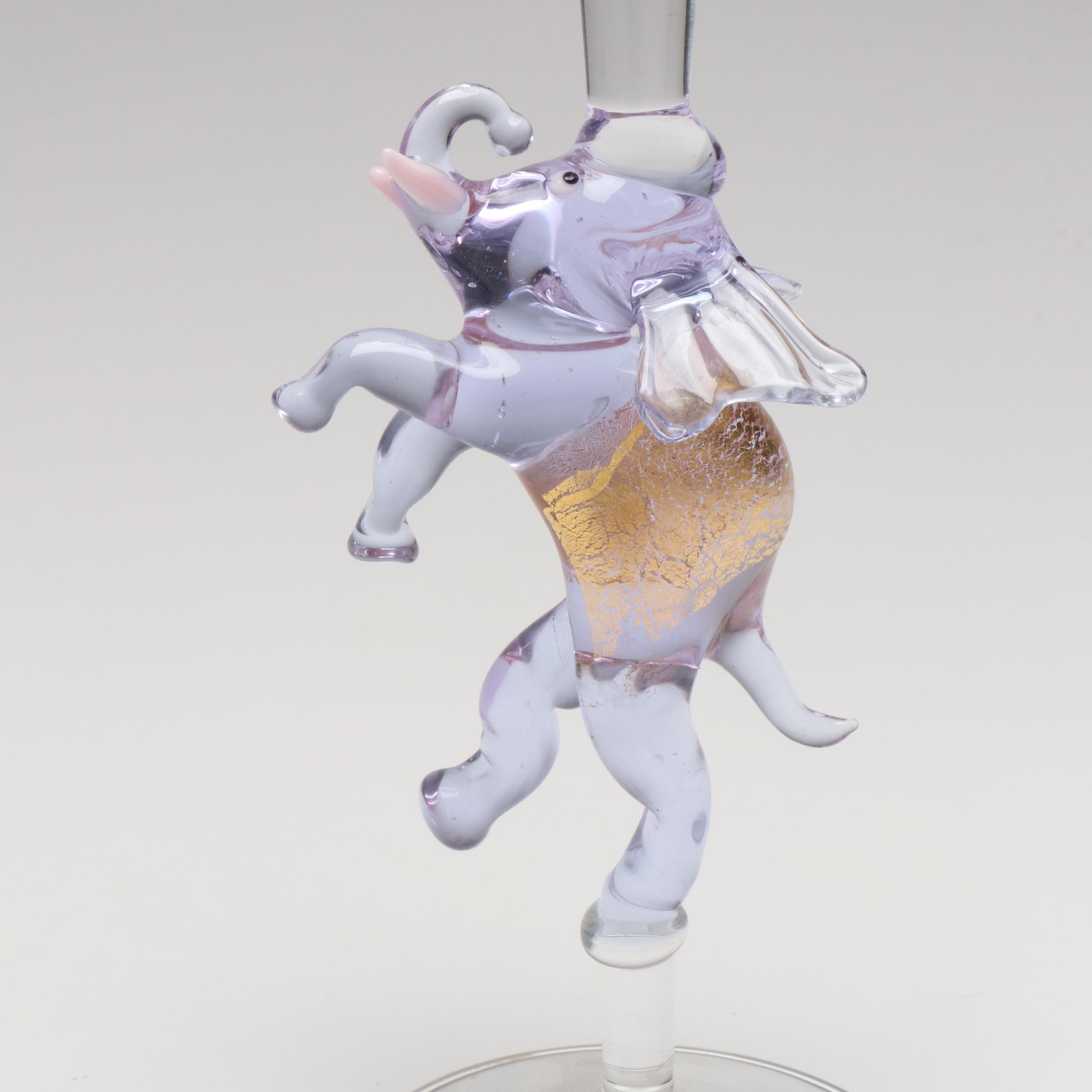 Murano Glass Elephant Stem Martini Glass with Other Tumblers and Cocktail Shaker