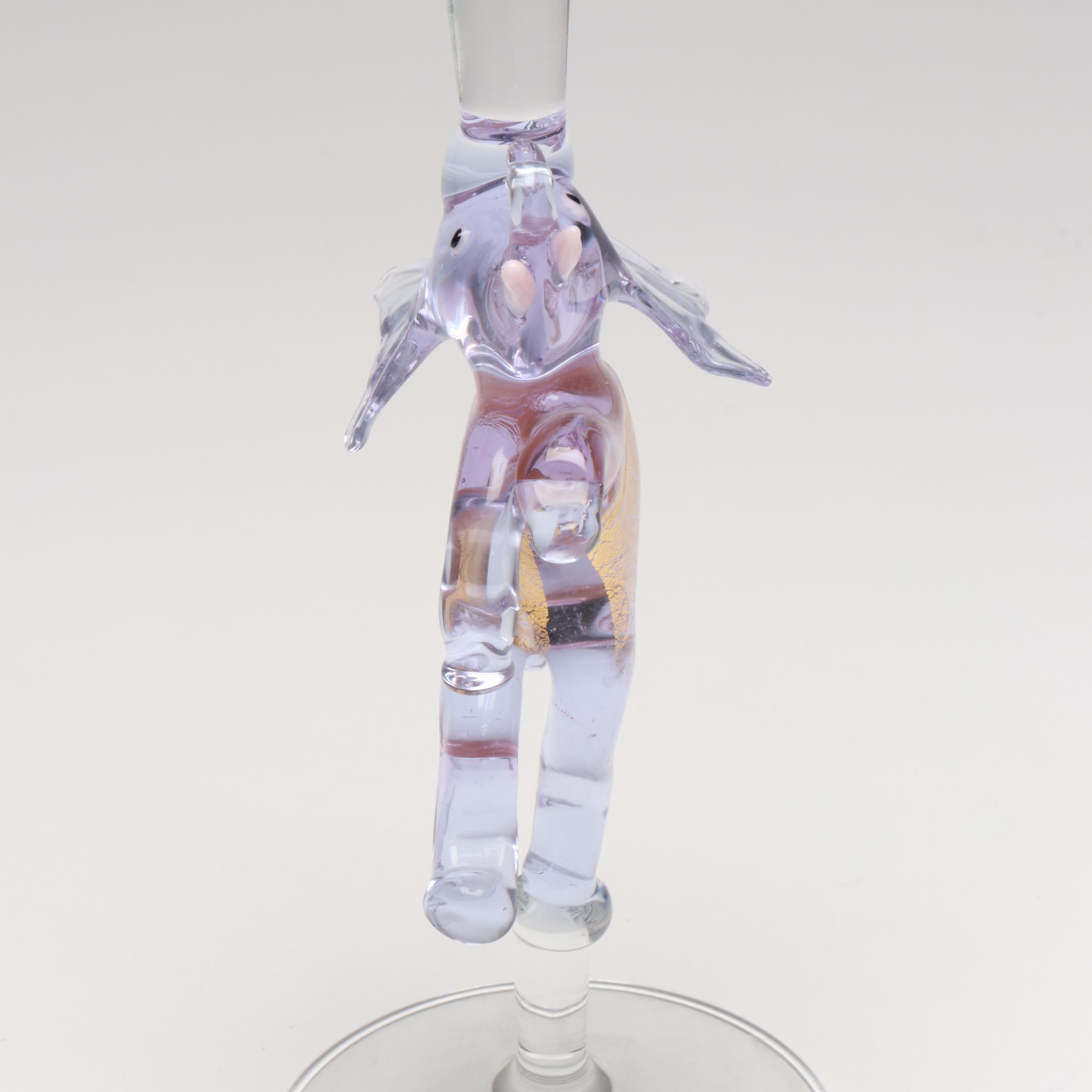 Murano Glass Elephant Stem Martini Glass with Other Tumblers and Cocktail Shaker