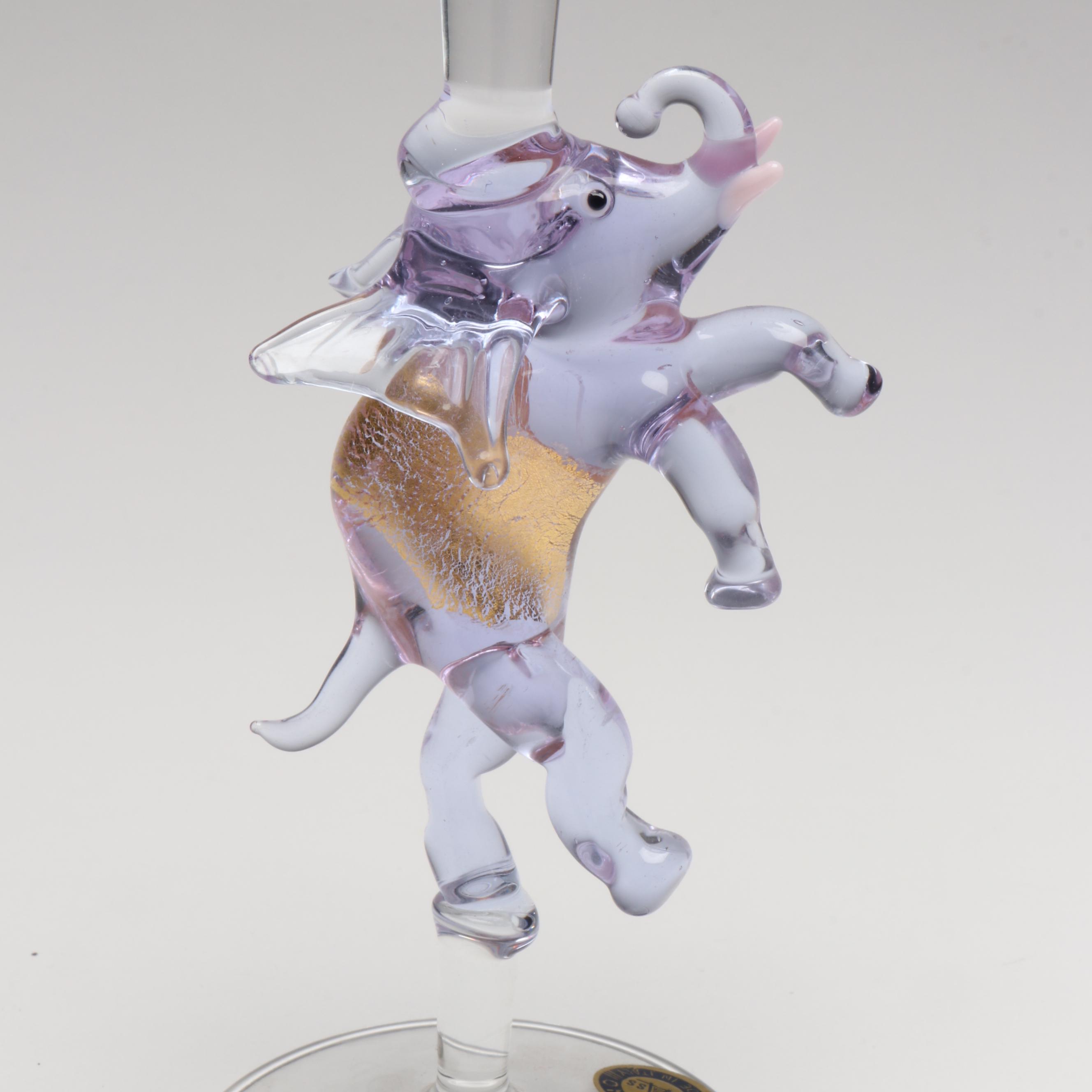 Murano Glass Elephant Stem Martini Glass with Other Tumblers and Cocktail Shaker