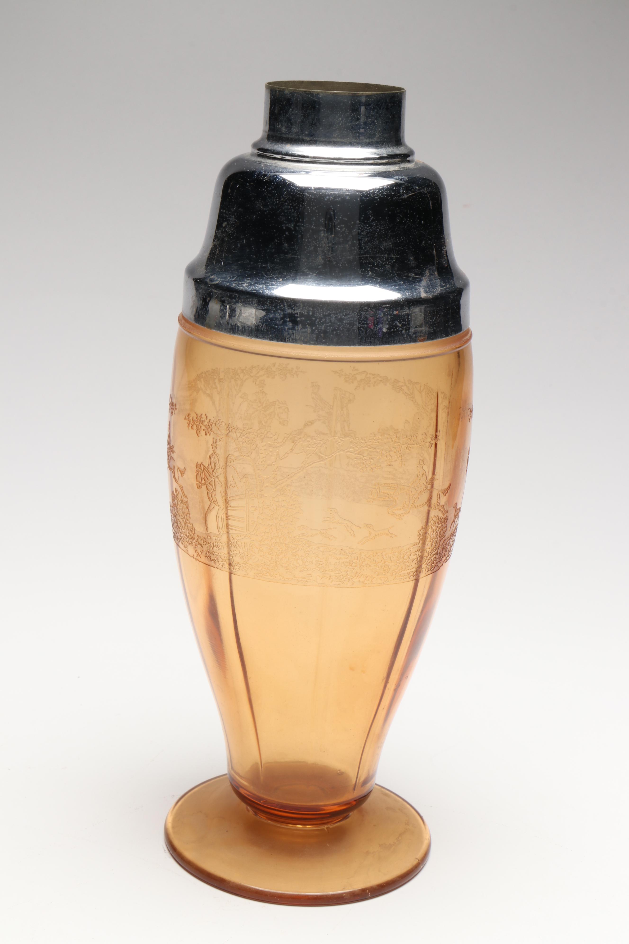 Murano Glass Elephant Stem Martini Glass with Other Tumblers and Cocktail Shaker